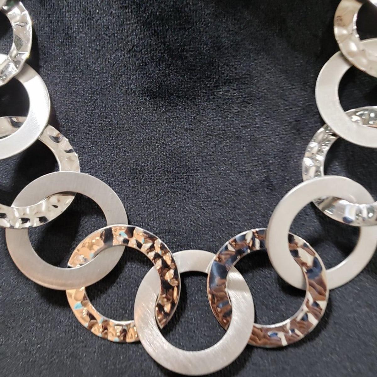 Women Fashion Multi Circle Link Collar Necklace w/ Lobster Clasp