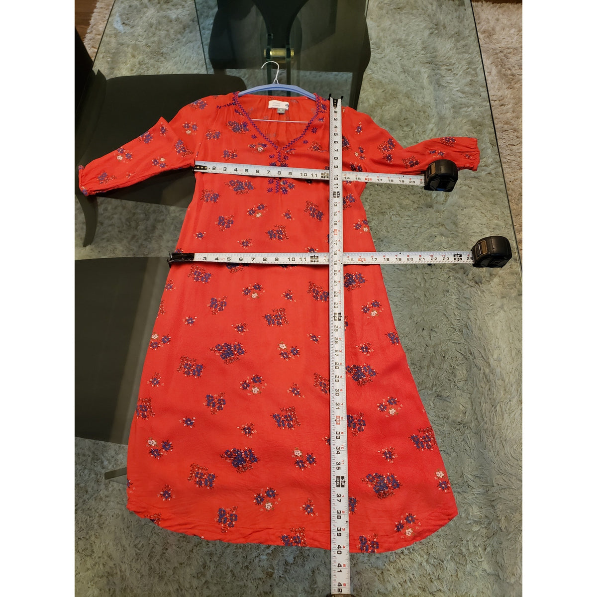Old Navy Dress Maternity Women XS Red Rayon Floral Belted V-Neck Sleeve Lined