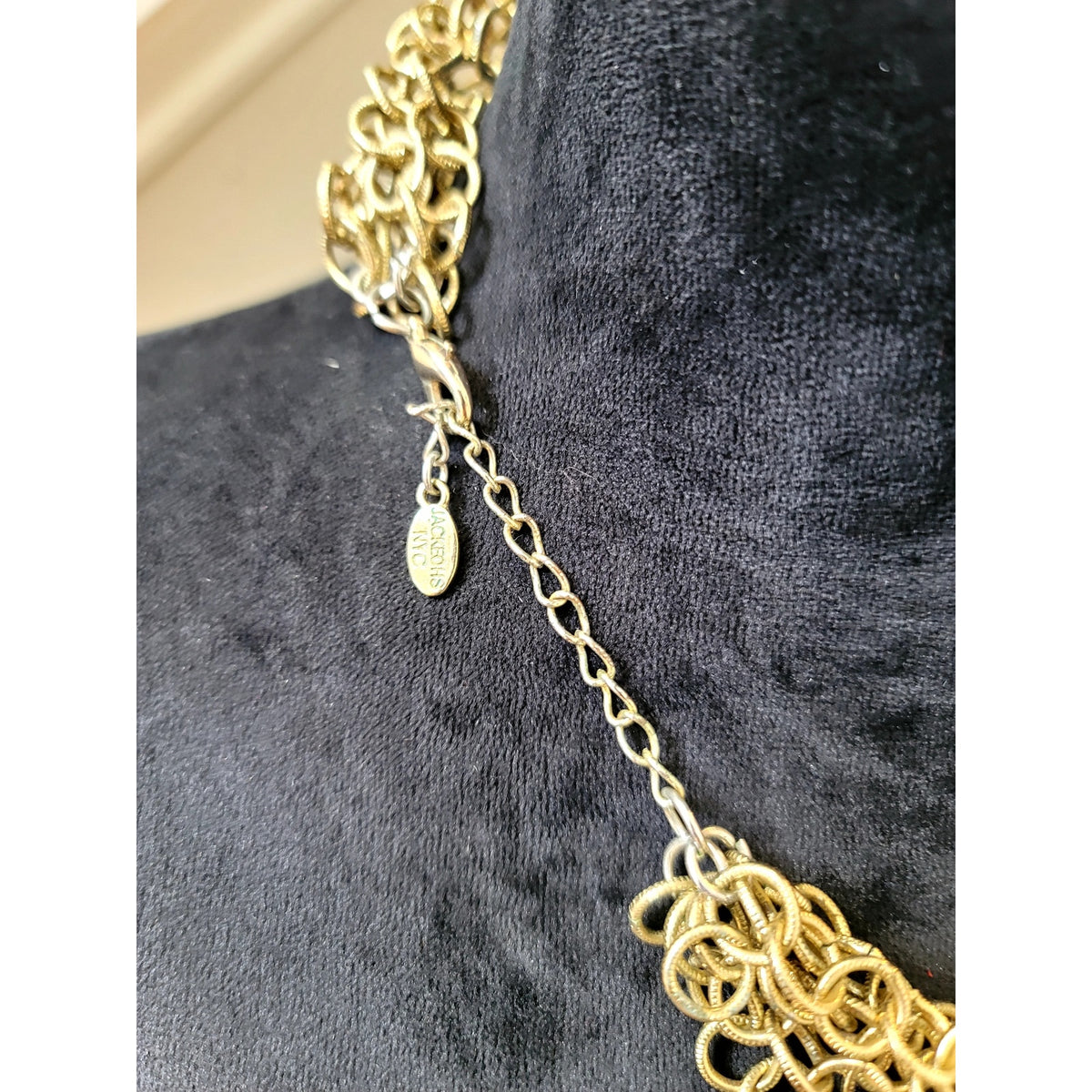 Gold Tone Multi-Strand Chain Collar Necklace Layered Chunky Statement Jewelry