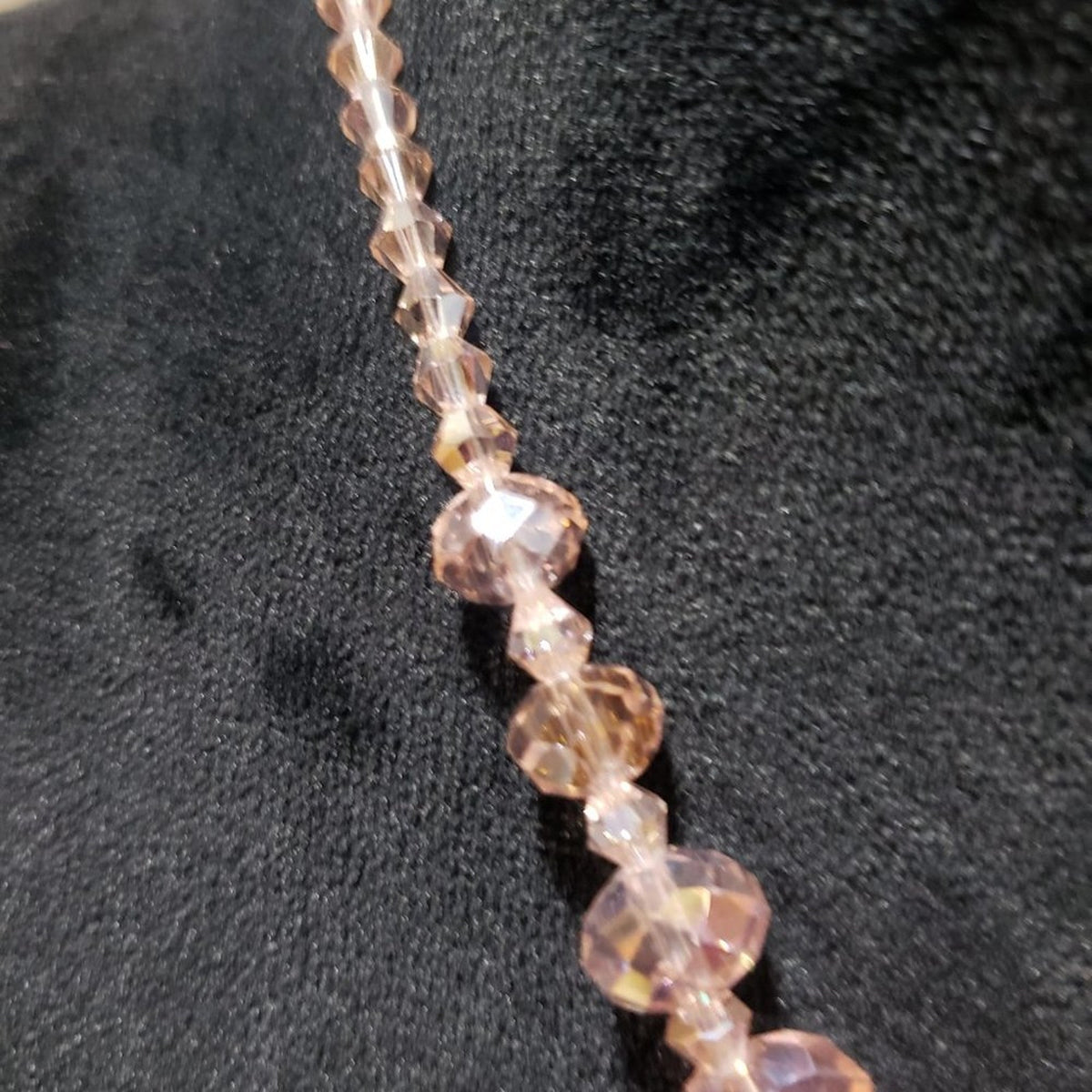Womens Fashion Pink AB Glass Crystals Beaded Collar Necklace with Lobster Clasp