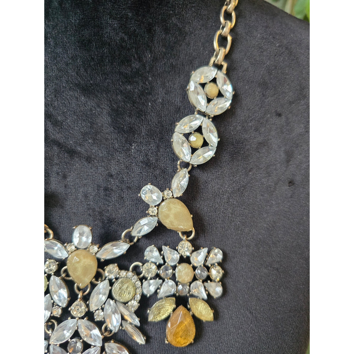 Gold Crystal Statement Bib Necklace