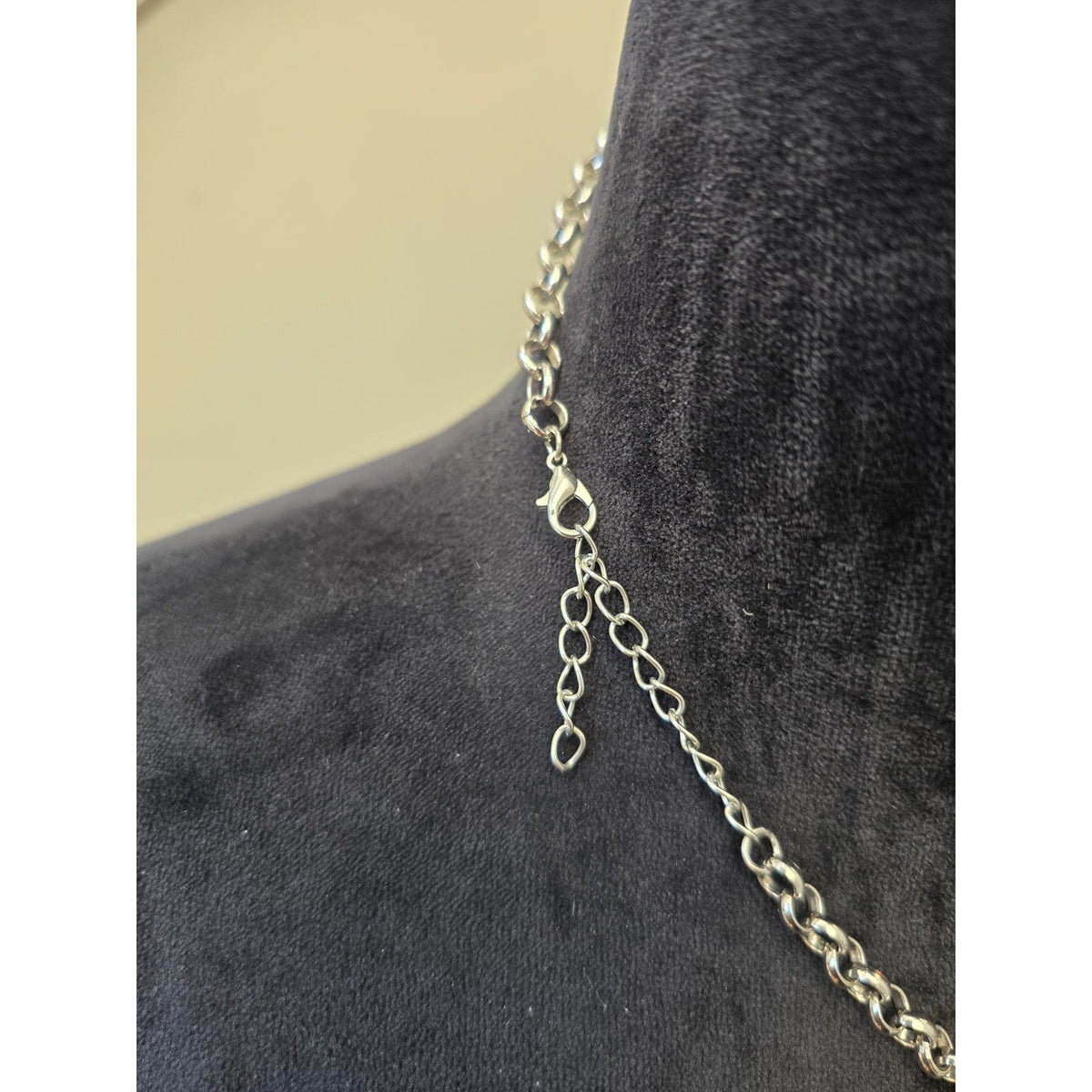Women's Silver-Tone Multi-Strand Chain Blue Ball Beaded Statement Bib Necklace