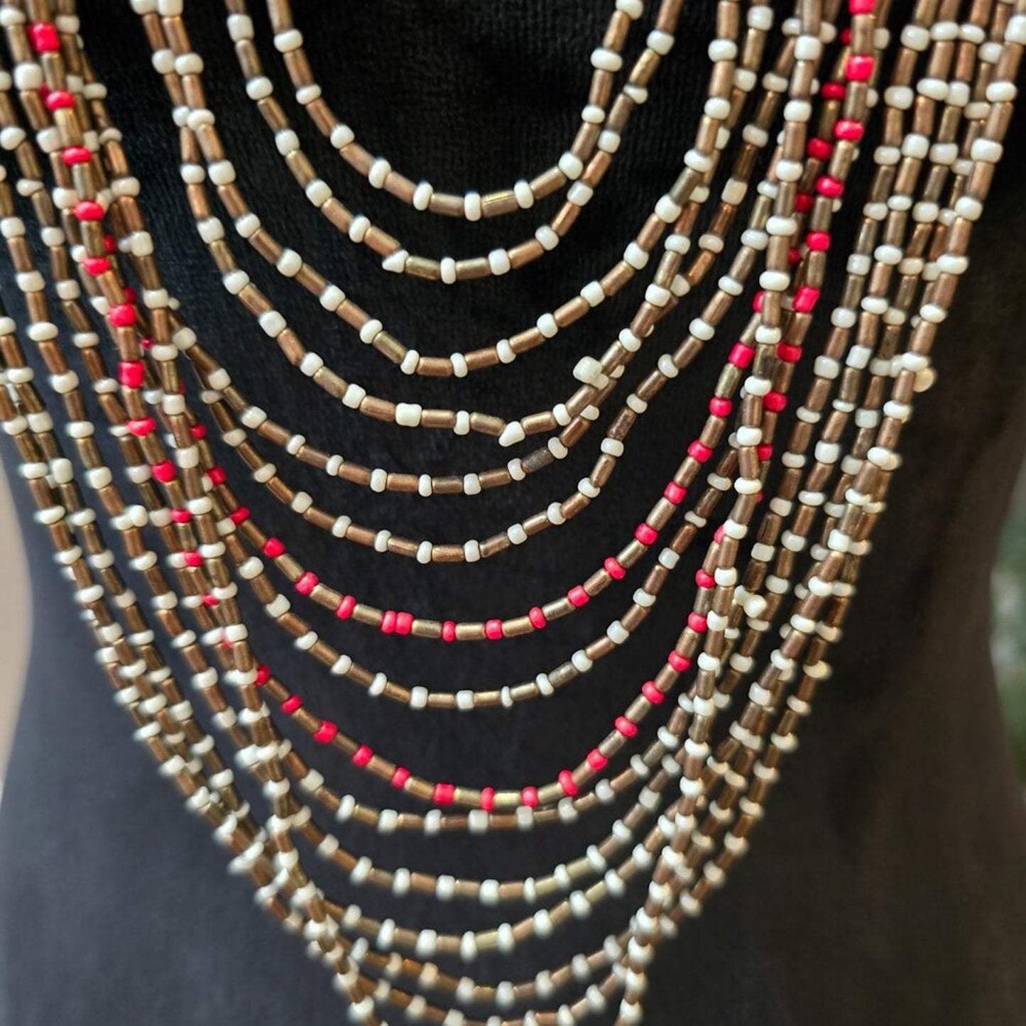 RARE VTG Womens Multicolor Seed Beads Navajo Indian Necklace with Lobster Clasp