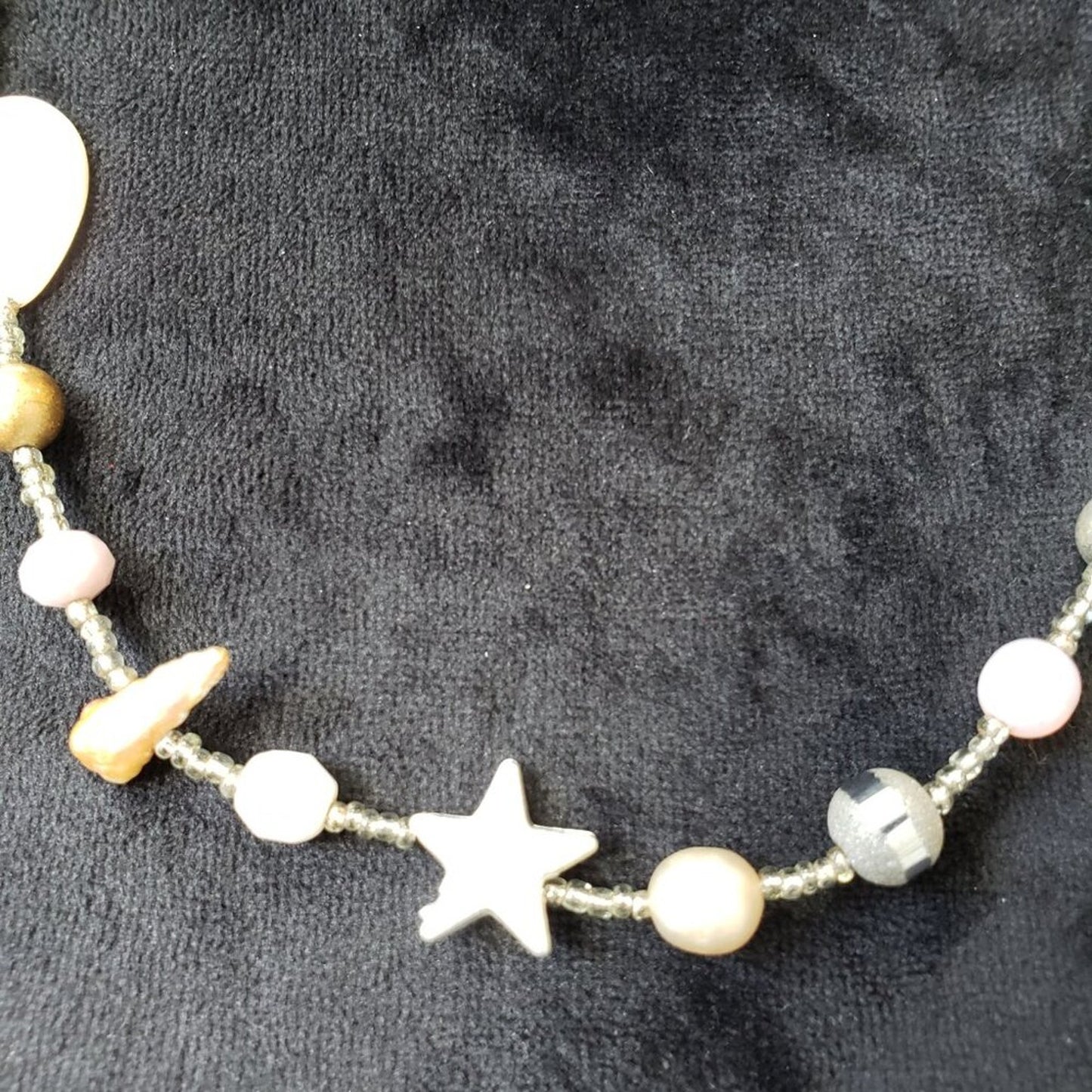 Womens Multicolor Pearl Crystal Necklace Jewelry with Tone Swirl Connector Women