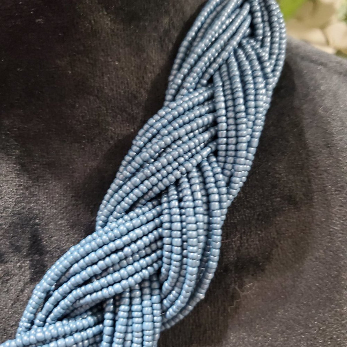 Womens Fashion Gray Seed Bead Braided Short Collar Necklace with Lobster Clasp