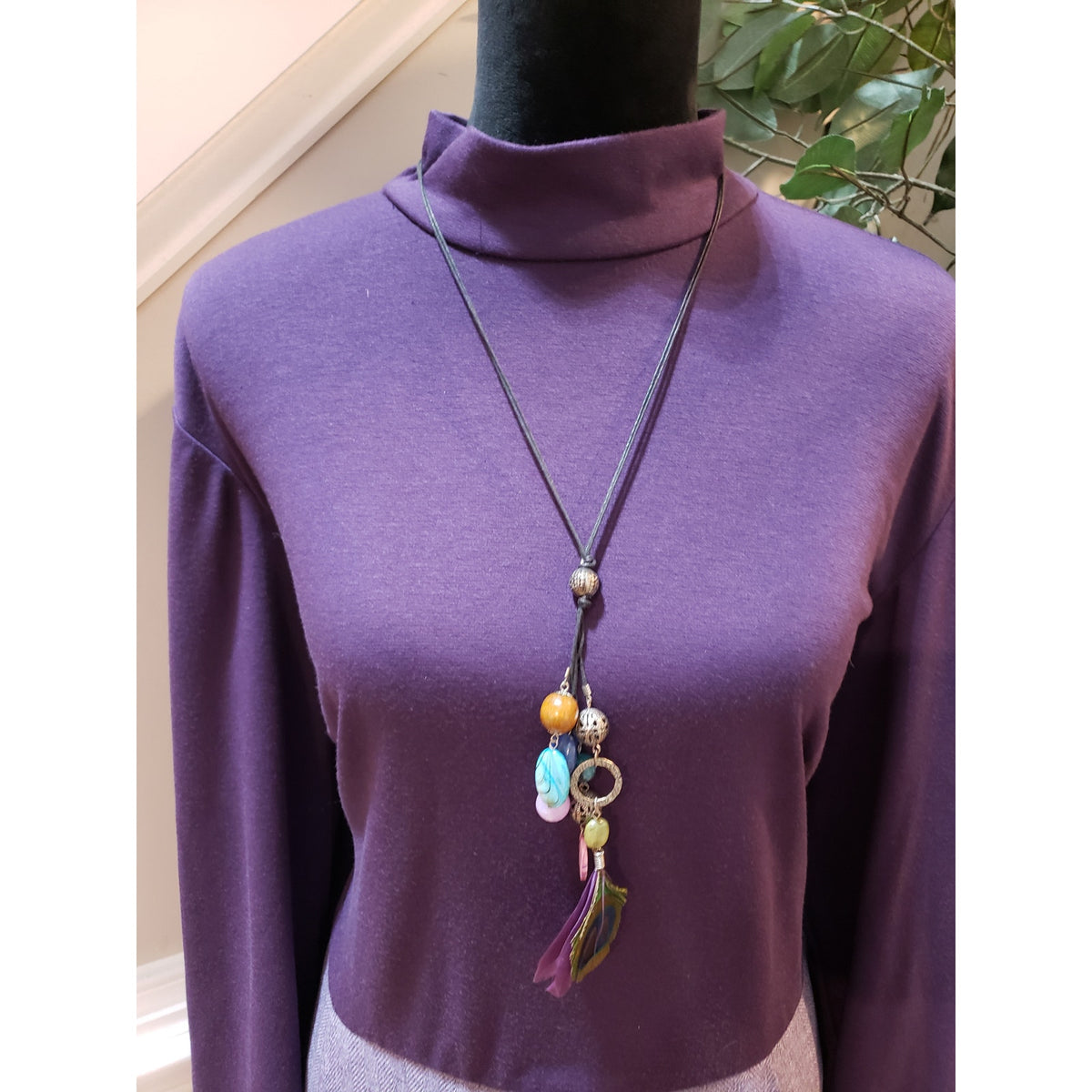 Coldwater Creek Sweater Dress Womens W20 Purple Mock Neck Knee Length Back Zip