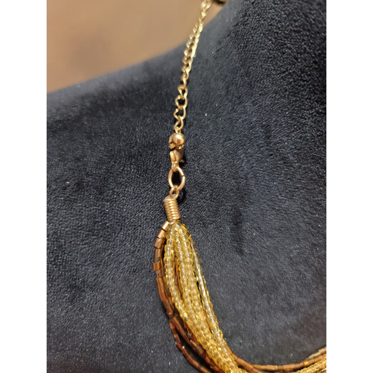 Womens Multi Strand Beaded Necklace With Brown Pendant And Lobster Clasp Closure