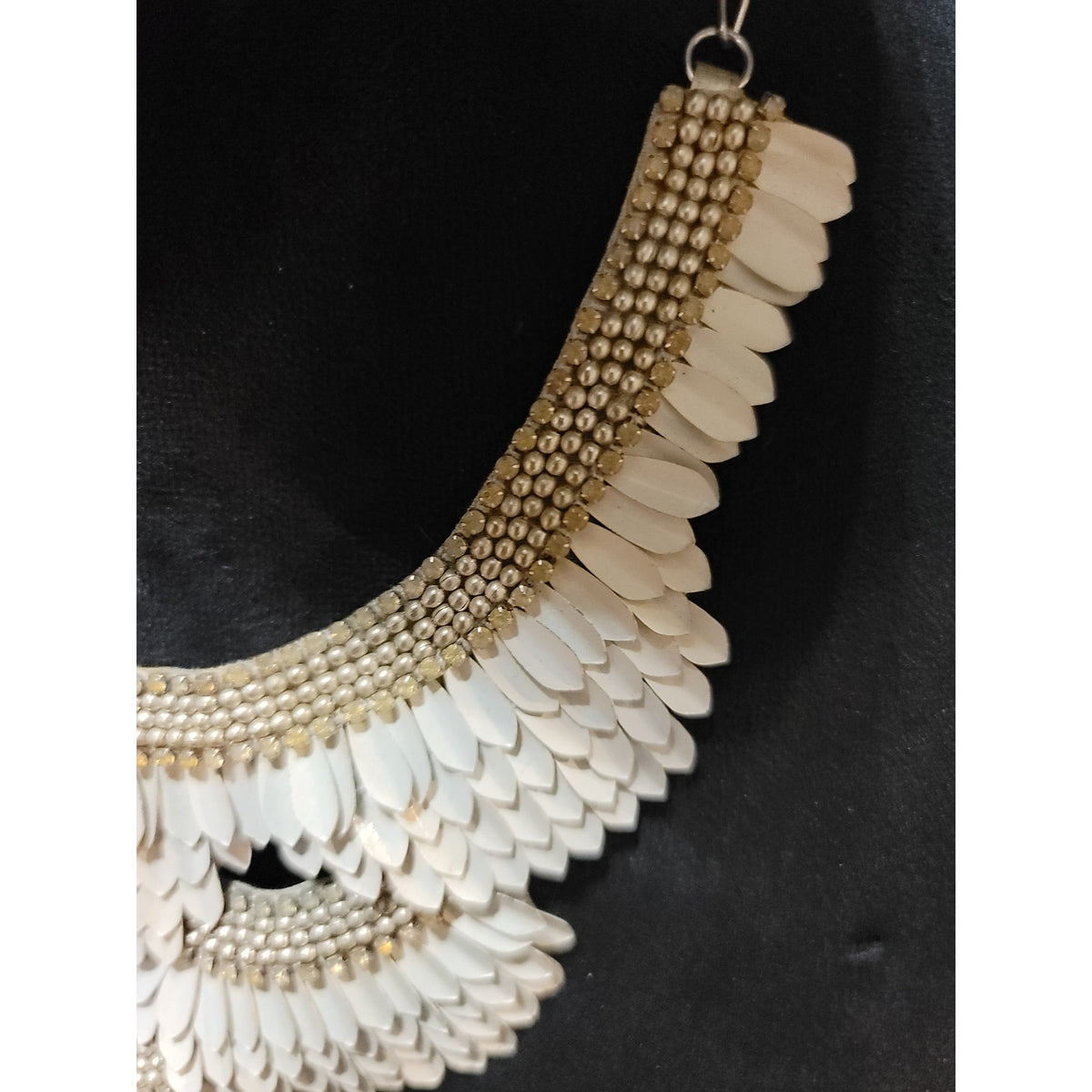 Women's Statement Layered Beaded Feather Design Necklace With Lobster Clasp Lock
