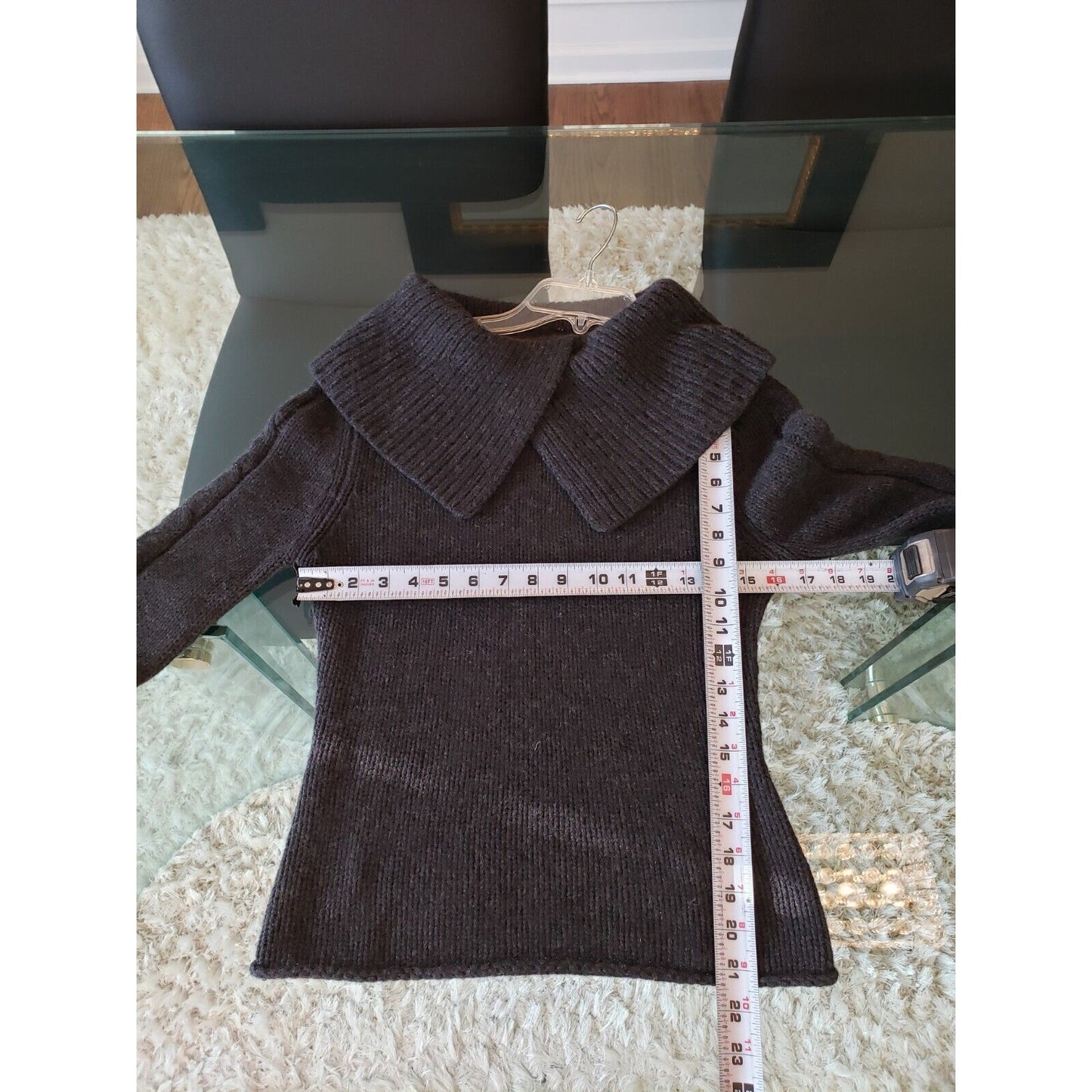 Women's Gray Solid Knit Polyester Pullover Cowl Neck Long Sleeve Sweater Small