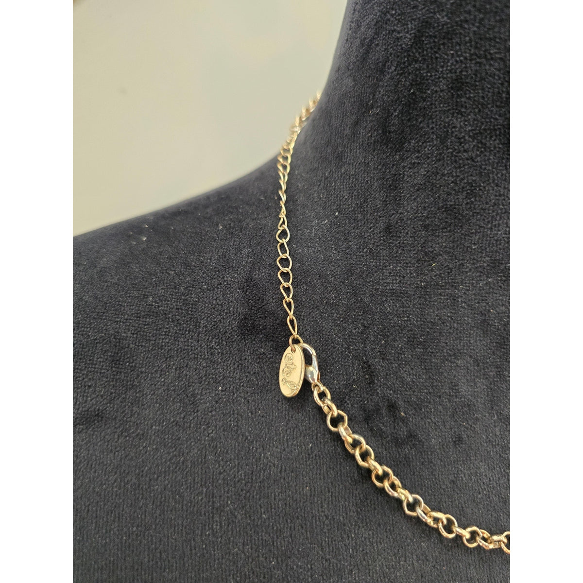 White Gray & Black Beaded Drop Statement Necklace Gold Tone Chain