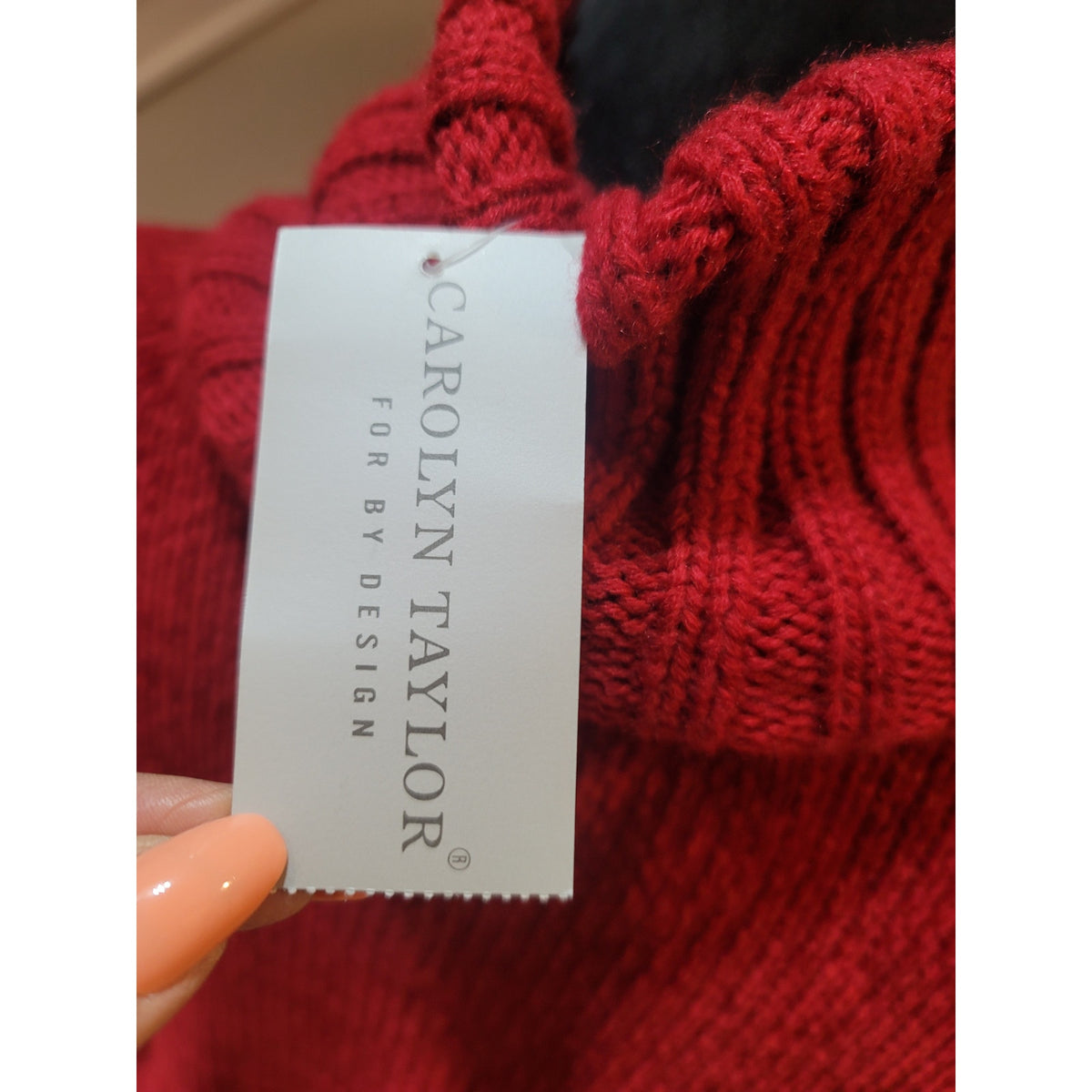 Carolyn Taylor Cardigan Sweater Women's Small Red Ribbed Collar Front Zipper