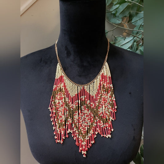 Women Fashion Multicolor Seed Bead Waterfall Draping Necklace Jewelry w/ Lobster