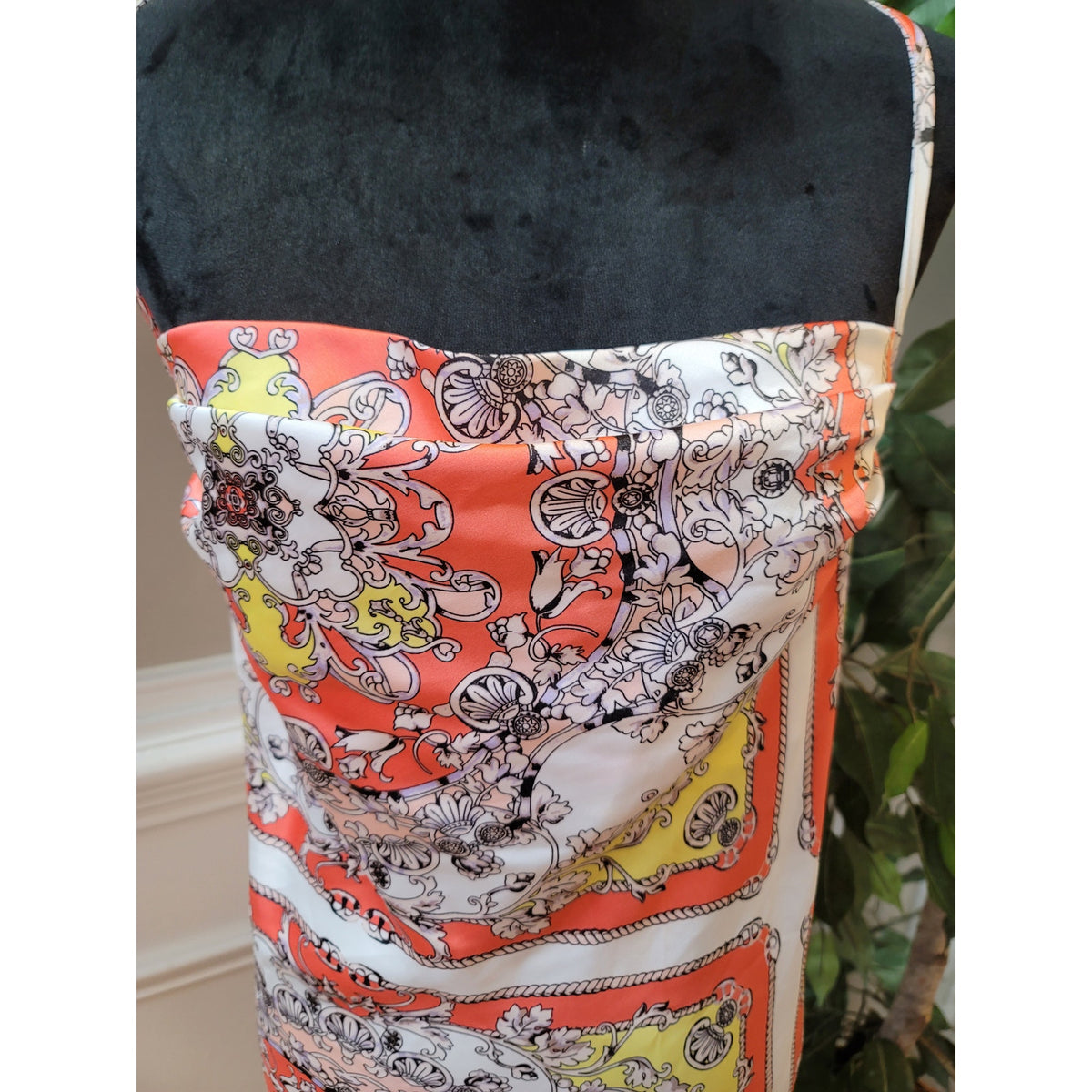 Cache Cami Tank Top Women's SZ XS Multicolor Floral Cowl Neck Spaghetti Strap
