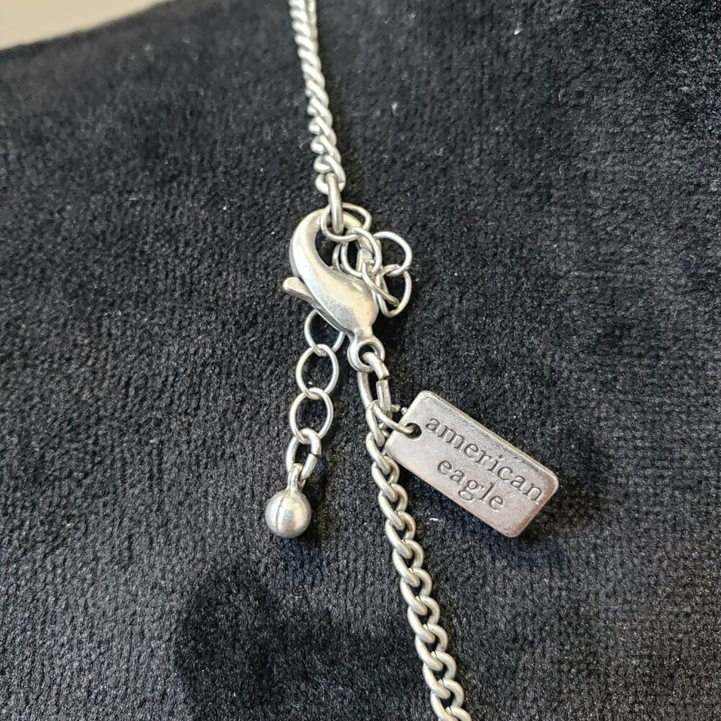 American Eagle Turquoise Silver Tone Pendant Tassel Necklace w/ Lobster Clasp