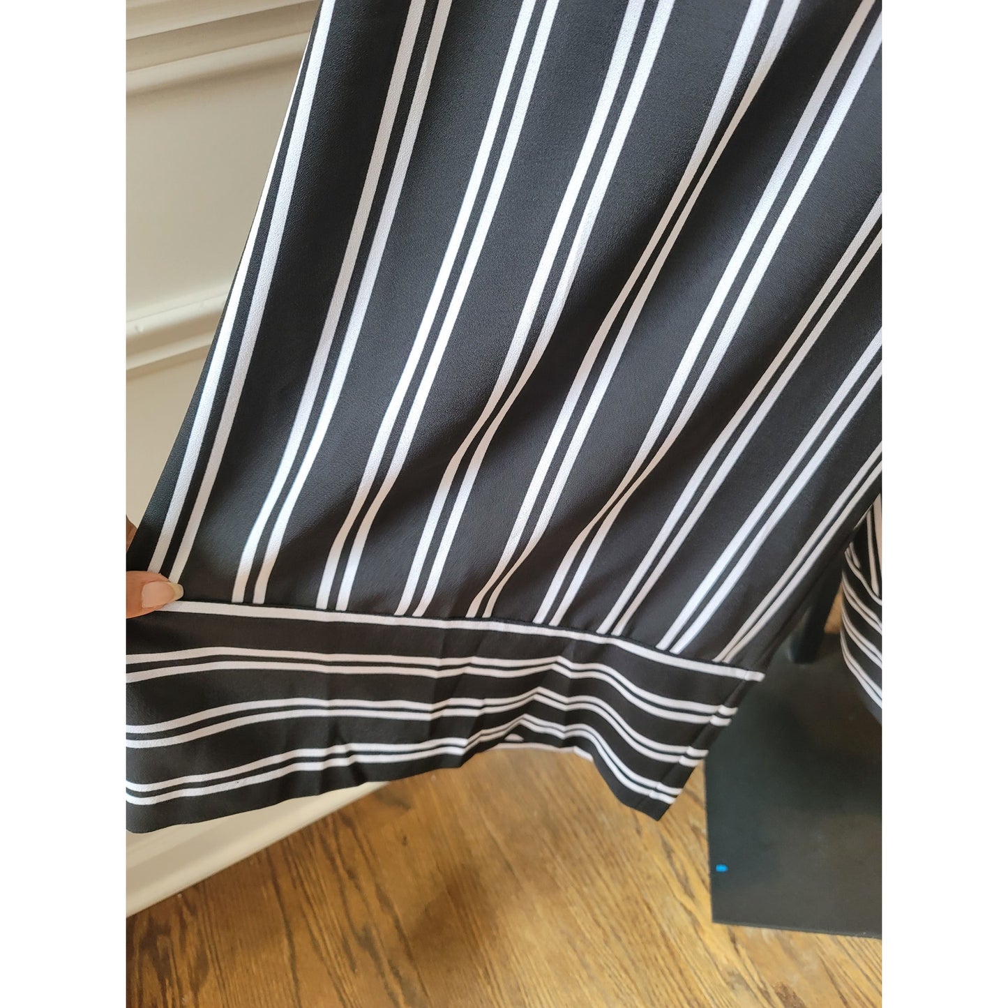 Emma Michele Romper Women Size 16 Black White Striped Belted Midi Sleeveless