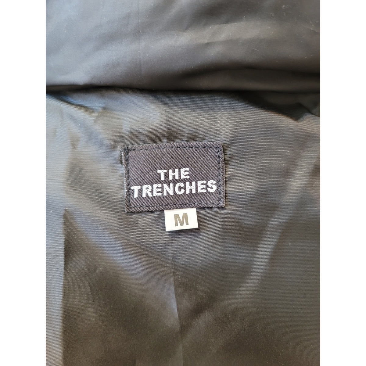 The Trenches Cropped Puffer Jacket Women's Medium Black Front Zipper Long Sleeve