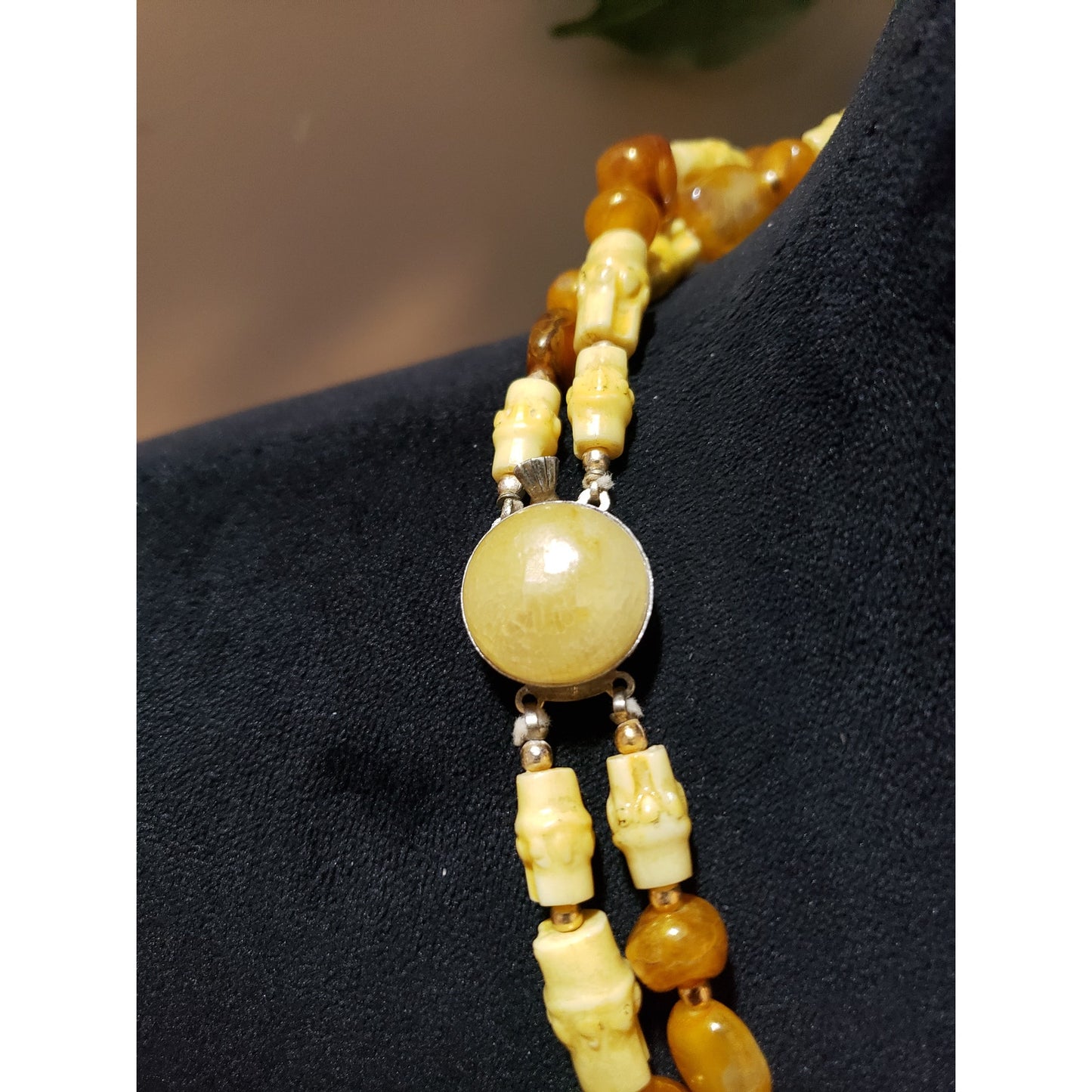 Womens Fashion 2 Strand Baltic Amber Resin Asymmetric Shaped Necklace Jewelry