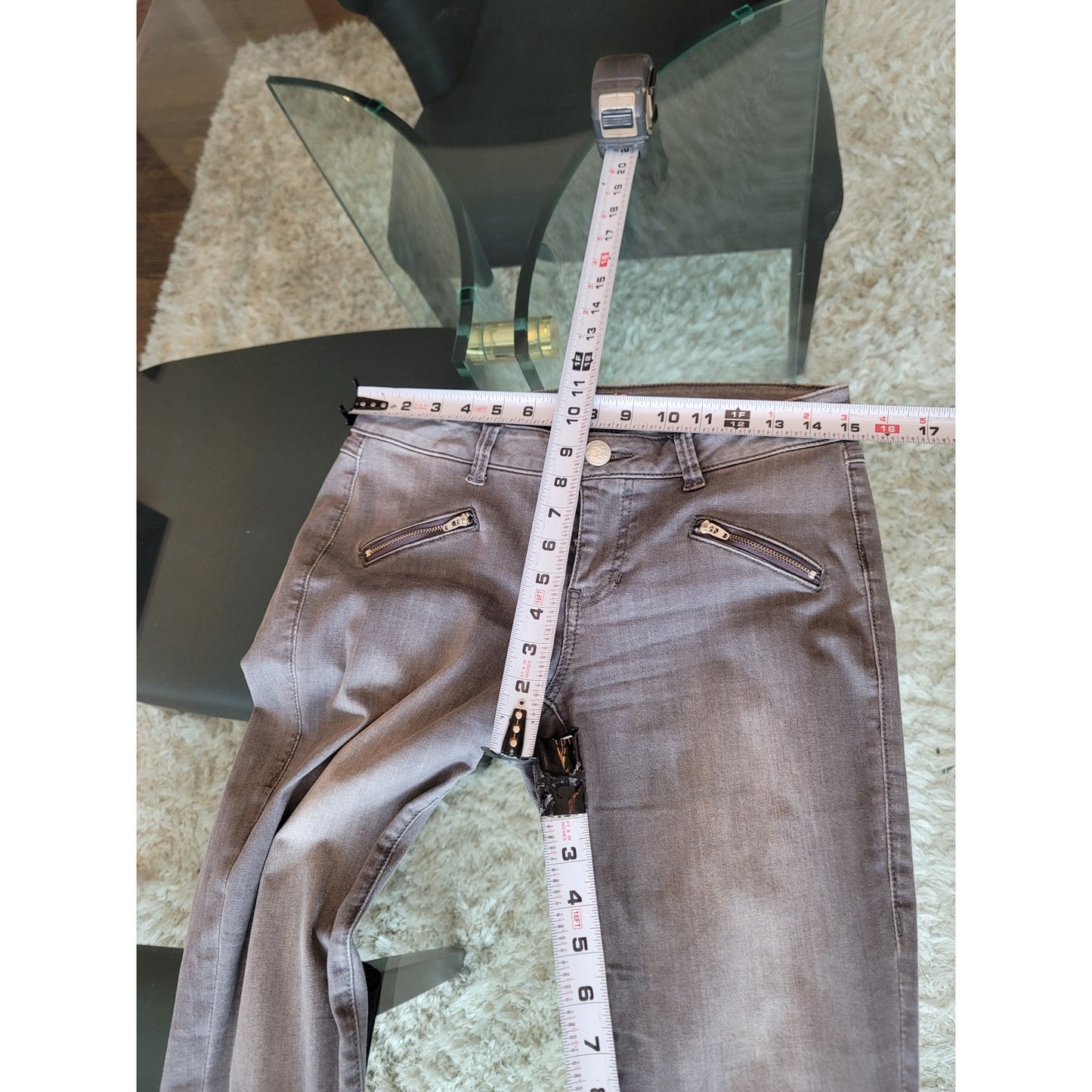 Cabi Skinny Jeans Women's Size 4 Gray Cotton Blend Zipper Stretch Lightweight