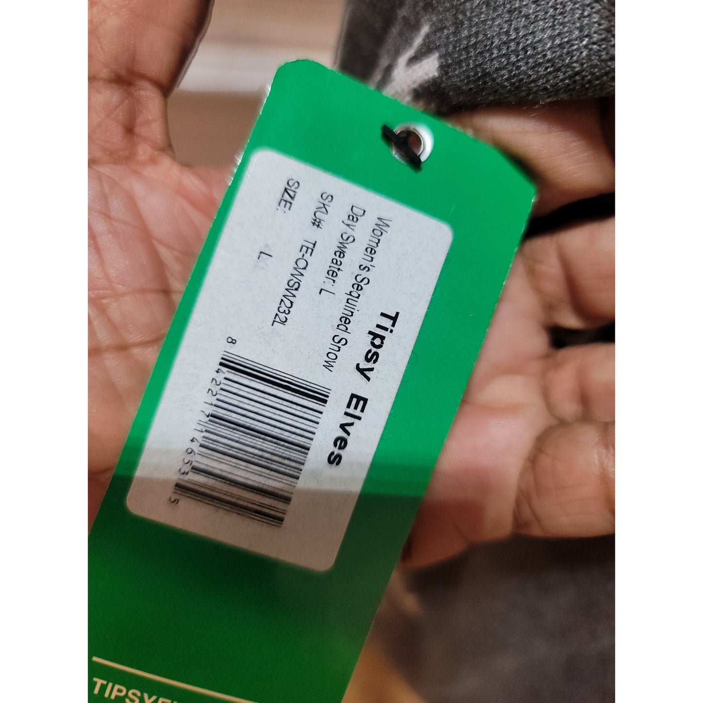 Tipsy Elves Christmas Sweater Women's Large Gray Snowman Long Sleeve Pullover