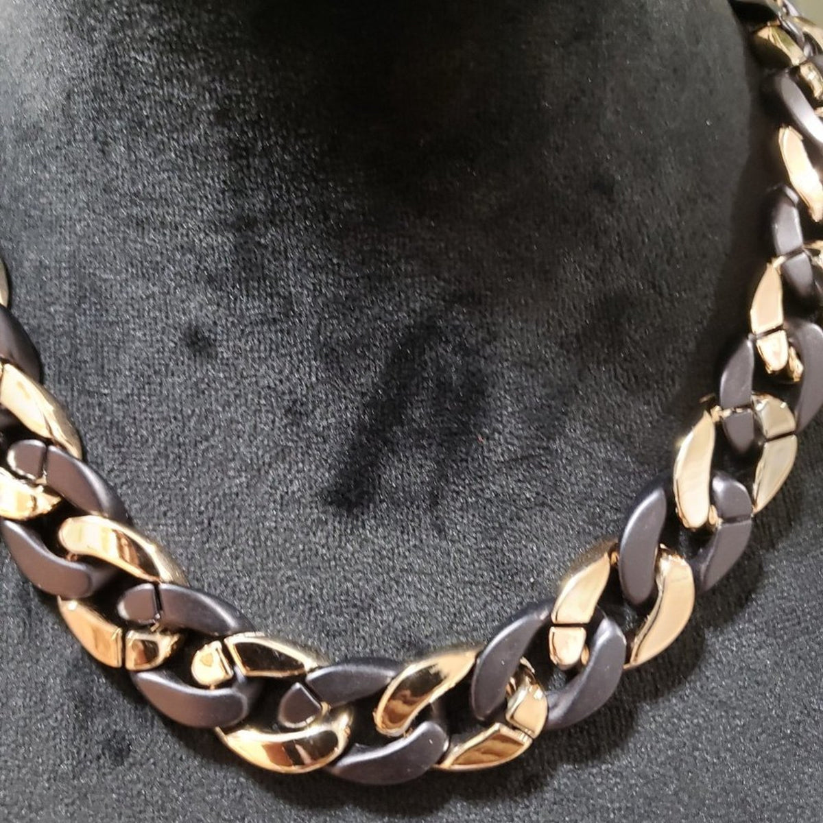 Womens Lightweight Double Color Thick Linked Chain Necklace with Lobster Clasp