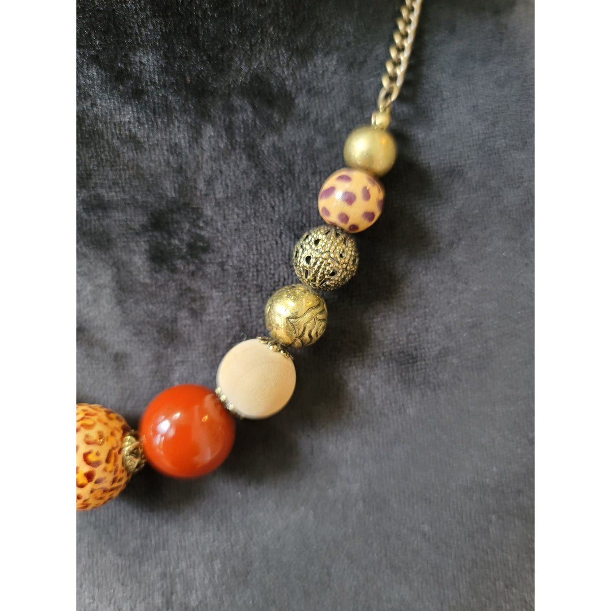 Women's Gold Chain Statement Necklace With Multicolor Beads And Lobster Lock