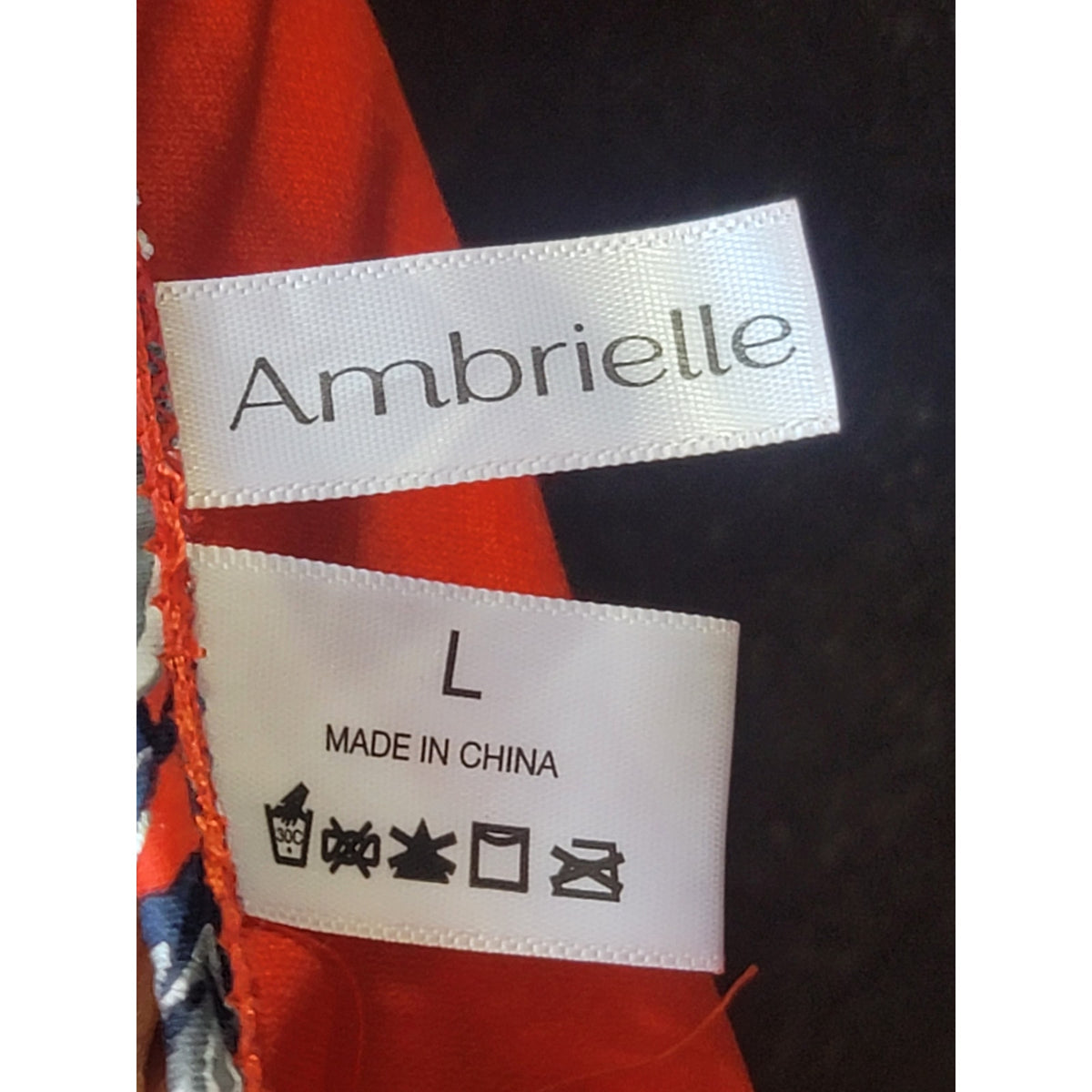 Ambrielle Swimsuit Women's Large Red Floral Padded Bra Halter Neck Open Back