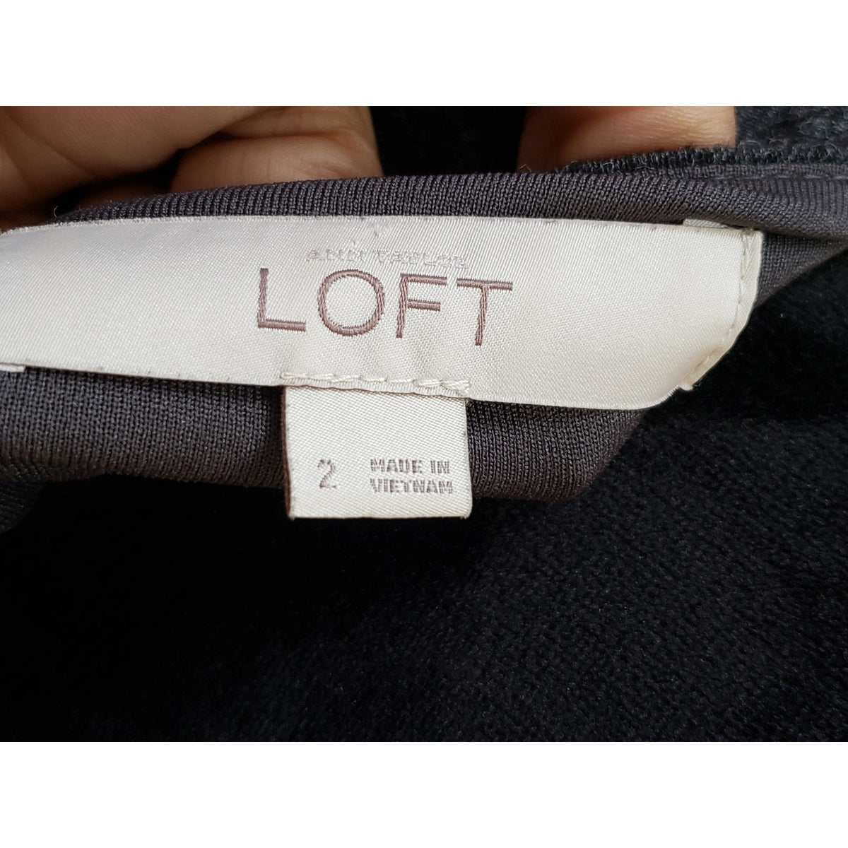 LOFT A Line Dress Women's 2 Gray Polyester Drop Waist Pleated Boat Neck Back Zip