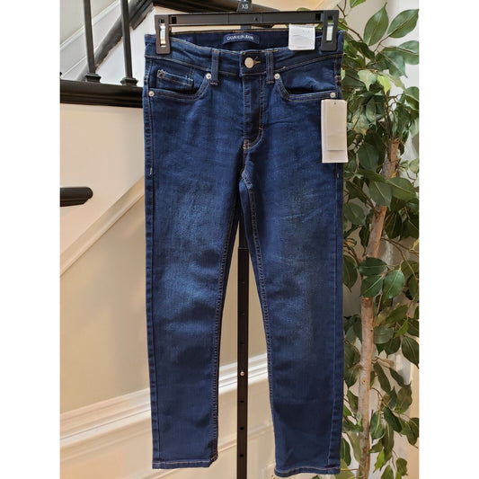 Calvin Klein Boys Blue Solid Cotton Pull On Belt Loops Skinny Leg Jeans Size 8