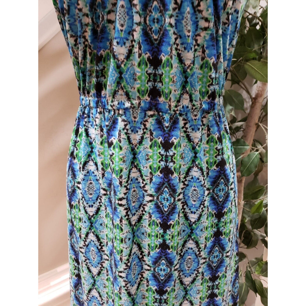 Faded Glory Women's Multicolor Polyester Scoop Neck Sleeveless Long Maxi Dress L