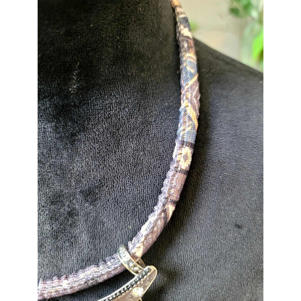 Silver Tone Tribal Bib Necklace Black White Beaded Fringe Boho Statement
