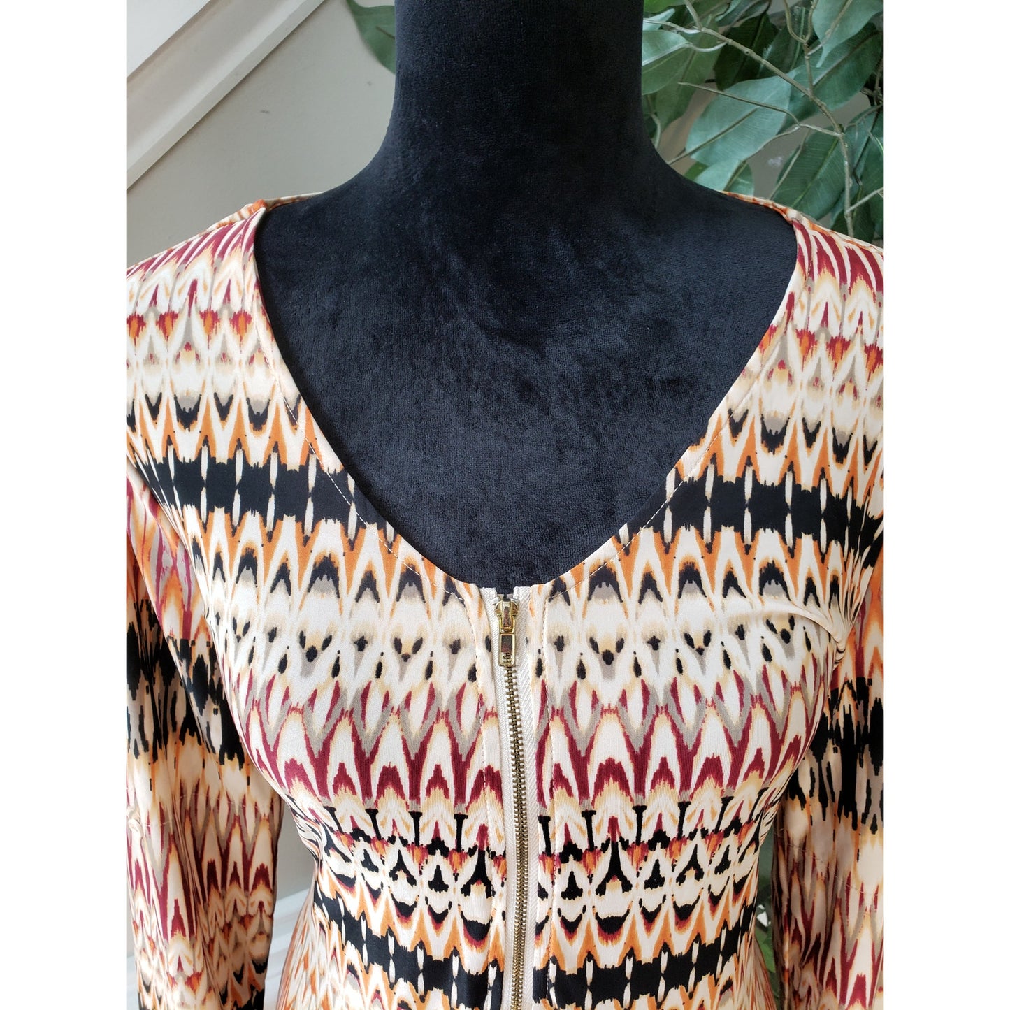 Tacera Midi Dress Womens S Multi Patterned Polyester Foldable Sleeve Quarter Zip