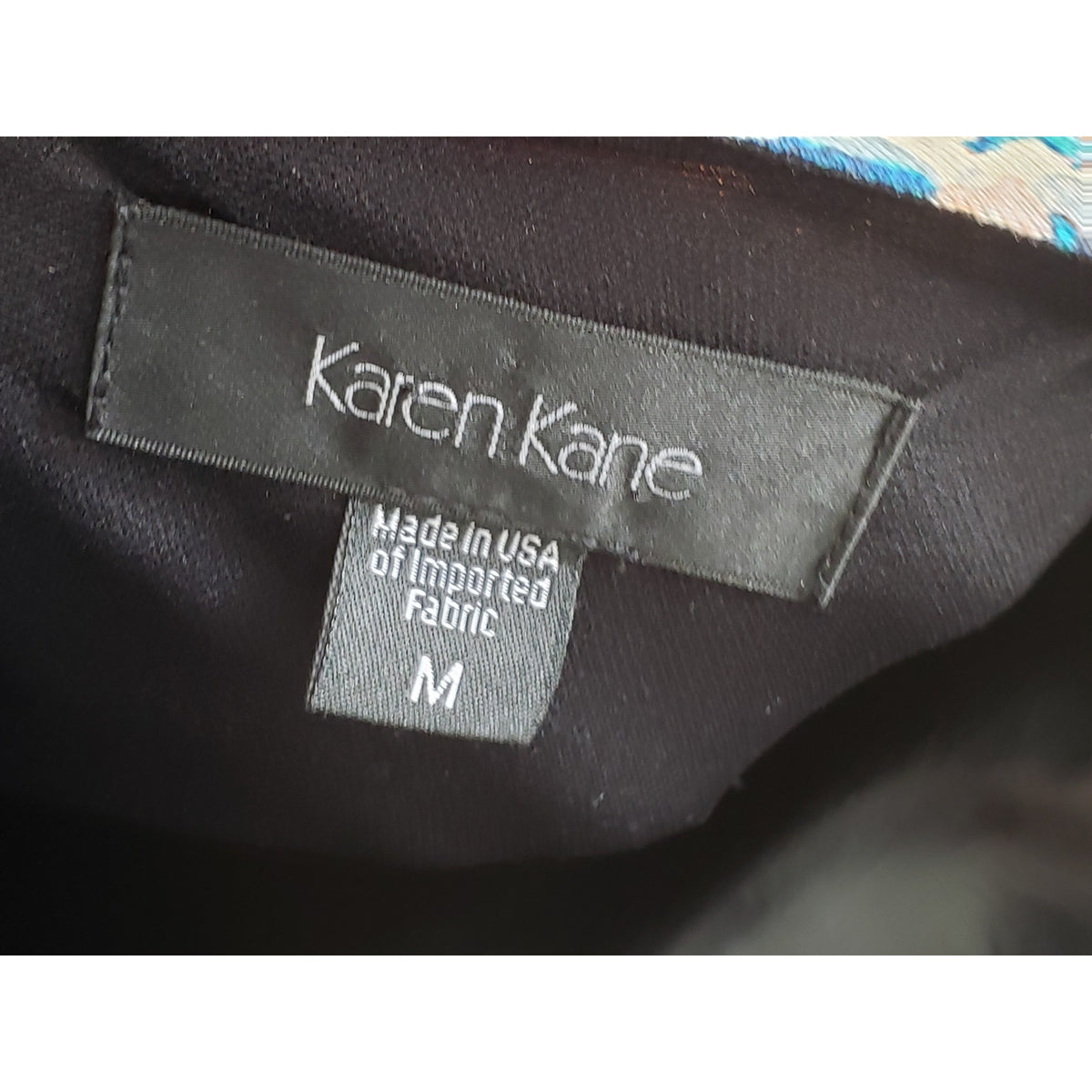 Karen Kane Knee Length Dress Womens Medium Multi Viscose Casual V Neck Back Zip