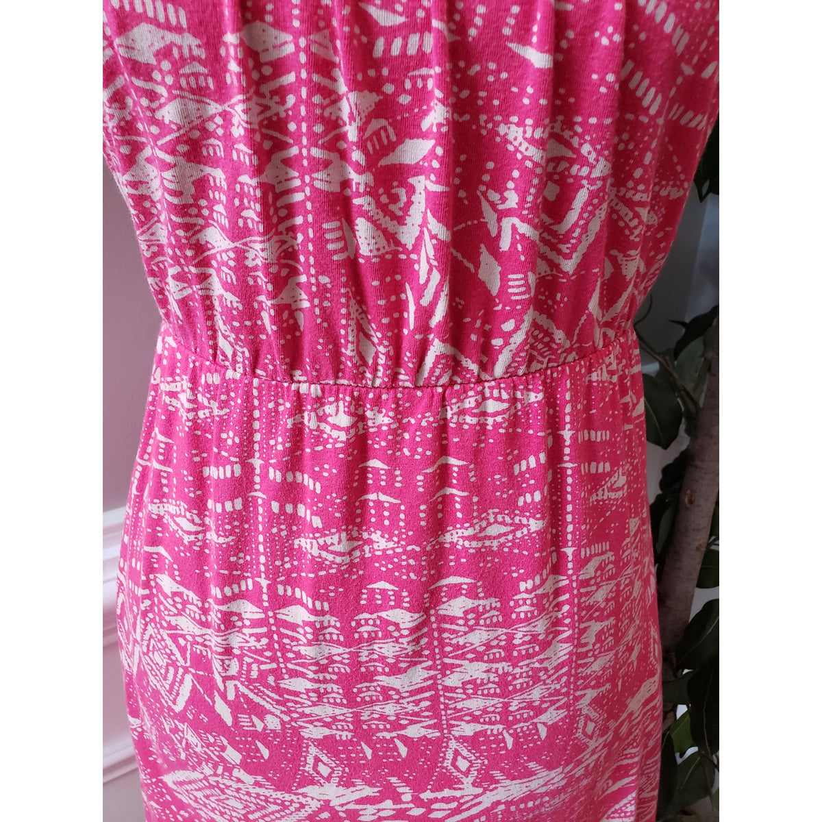Sonoma Knee Length Dress Women's Medium Pink Round Neck Sleeveless Cinch Waist