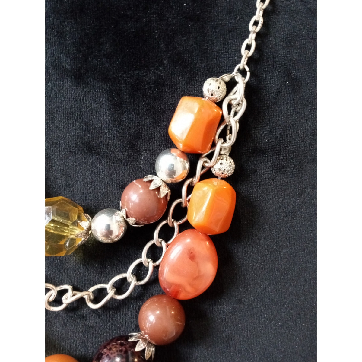 Multicolor Chunky Beaded Statement Necklace Layered Chain Boho Collar Necklace
