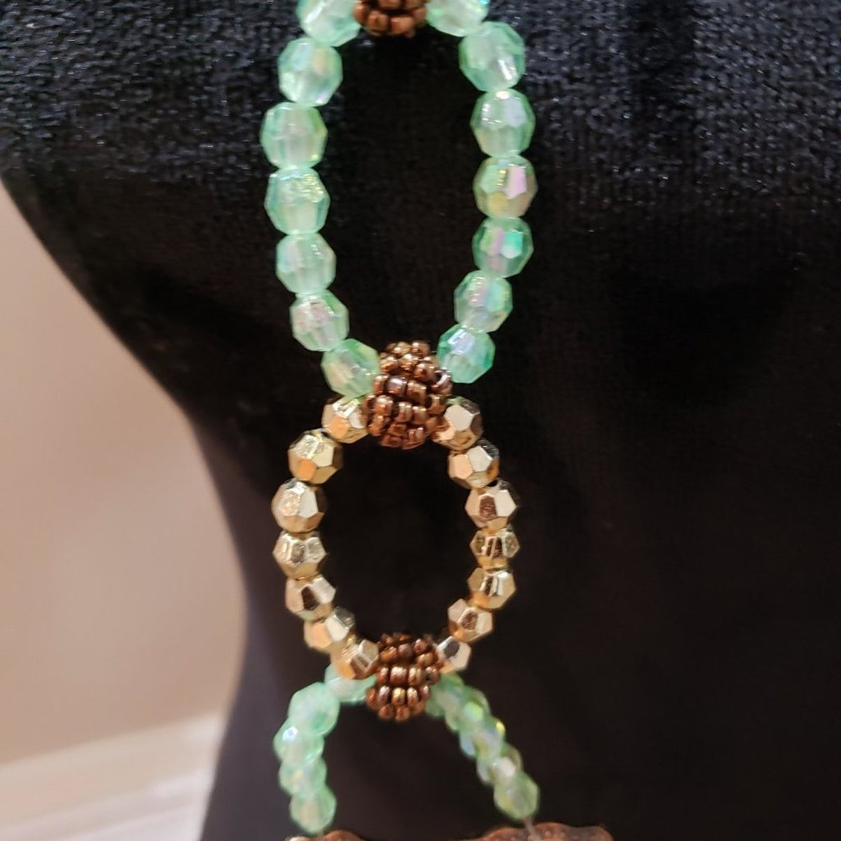 Womens Gold Tone & Blue Beaded Butterfly Statement Fashion Jewellery Necklace