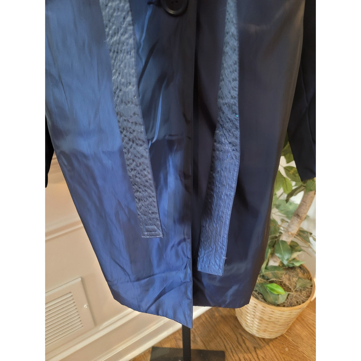 Selection Trench Raincoat Women's Size 28/30 Blue Button Front Back Zipper
