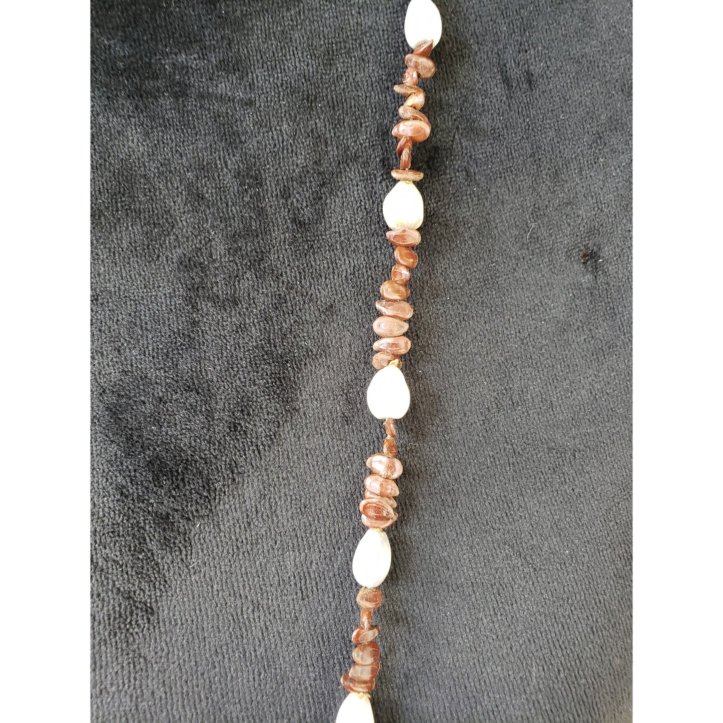 Women Fashion Irregular Brown Chip Gravel & White Baroque Beads Necklace Jewelry