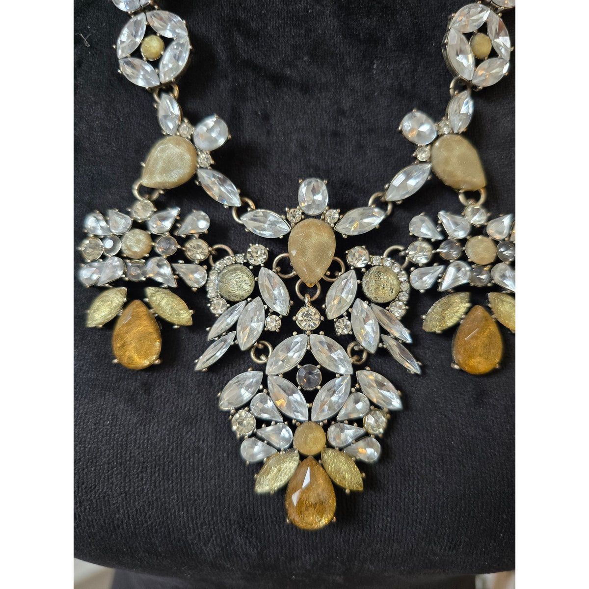 Gold Crystal Statement Bib Necklace