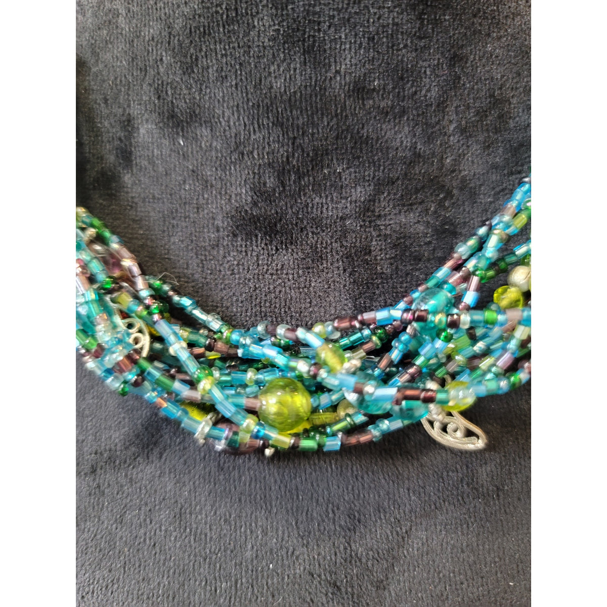 Women's Multicolor Beaded Necklace With Lobster Clasp Handmade Statement Piece