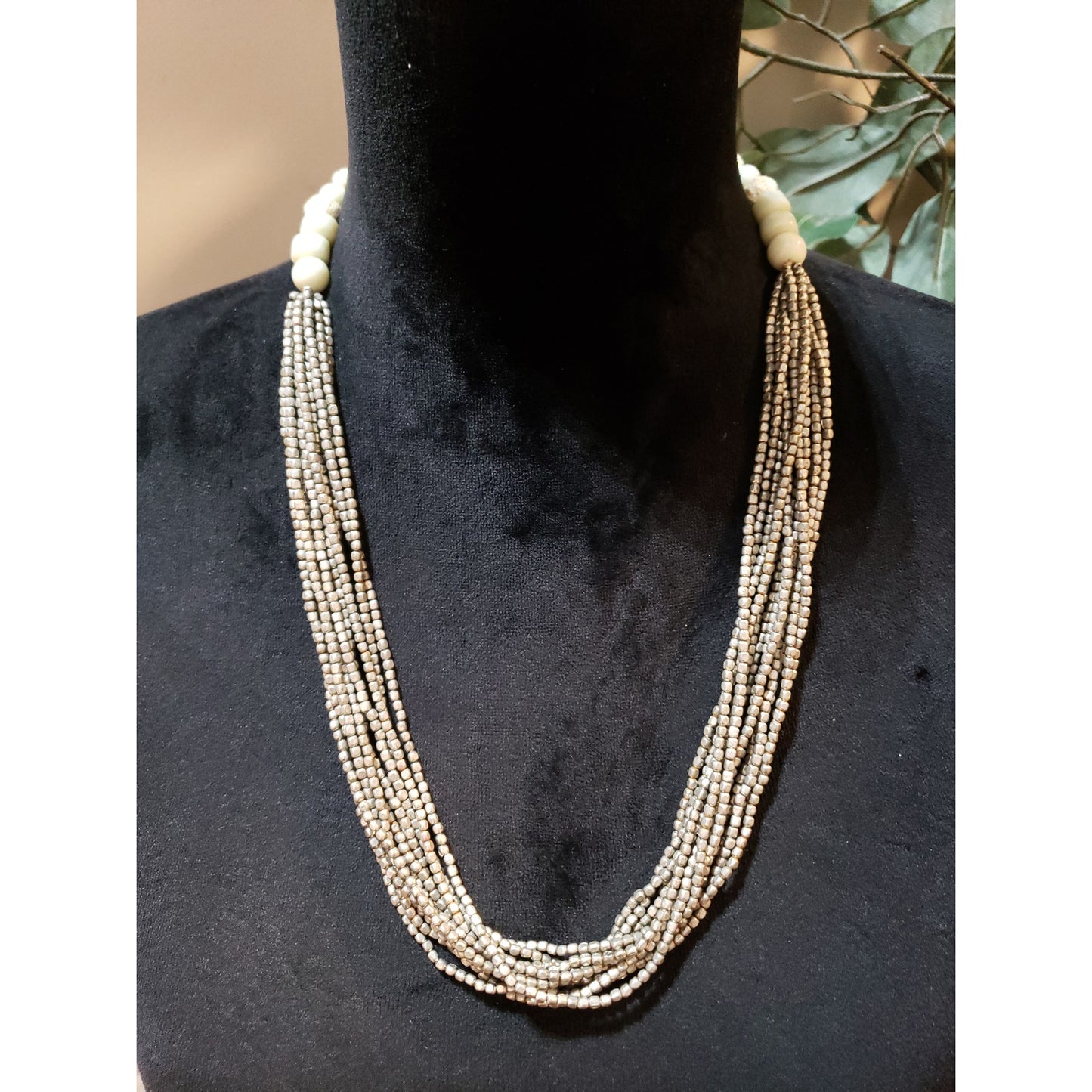 Womens Fashion Multi Strand Faceted Nuggets Beads Statement Necklace Jewelry