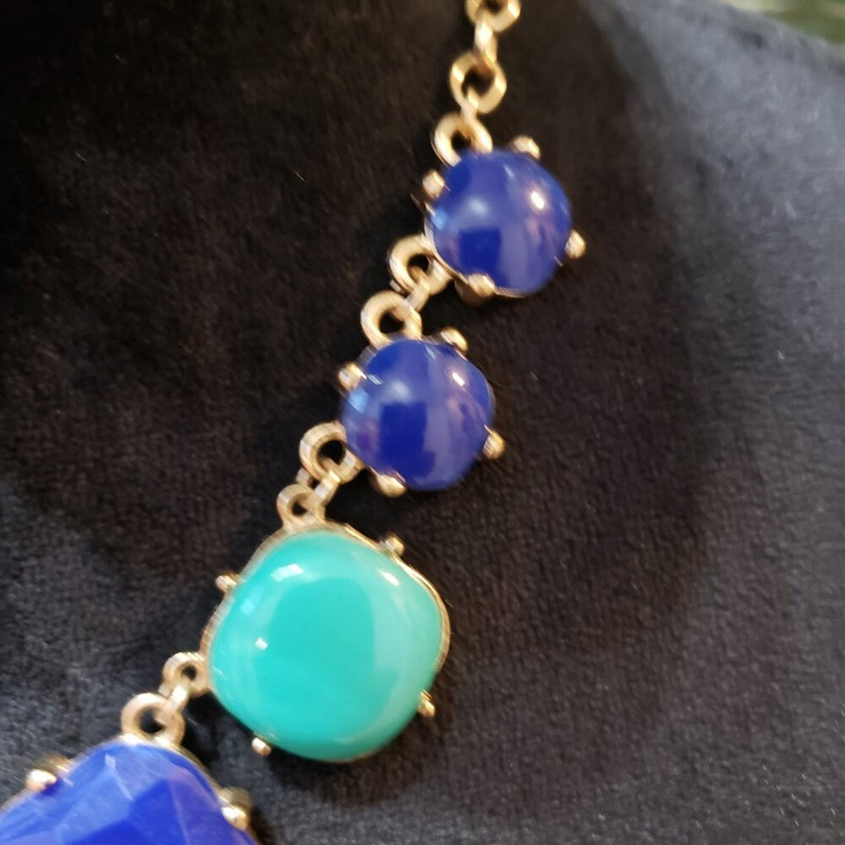Womens Green Blue Jade Stone Gold Tone Chain Necklace Jewelry with Lobster Clasp