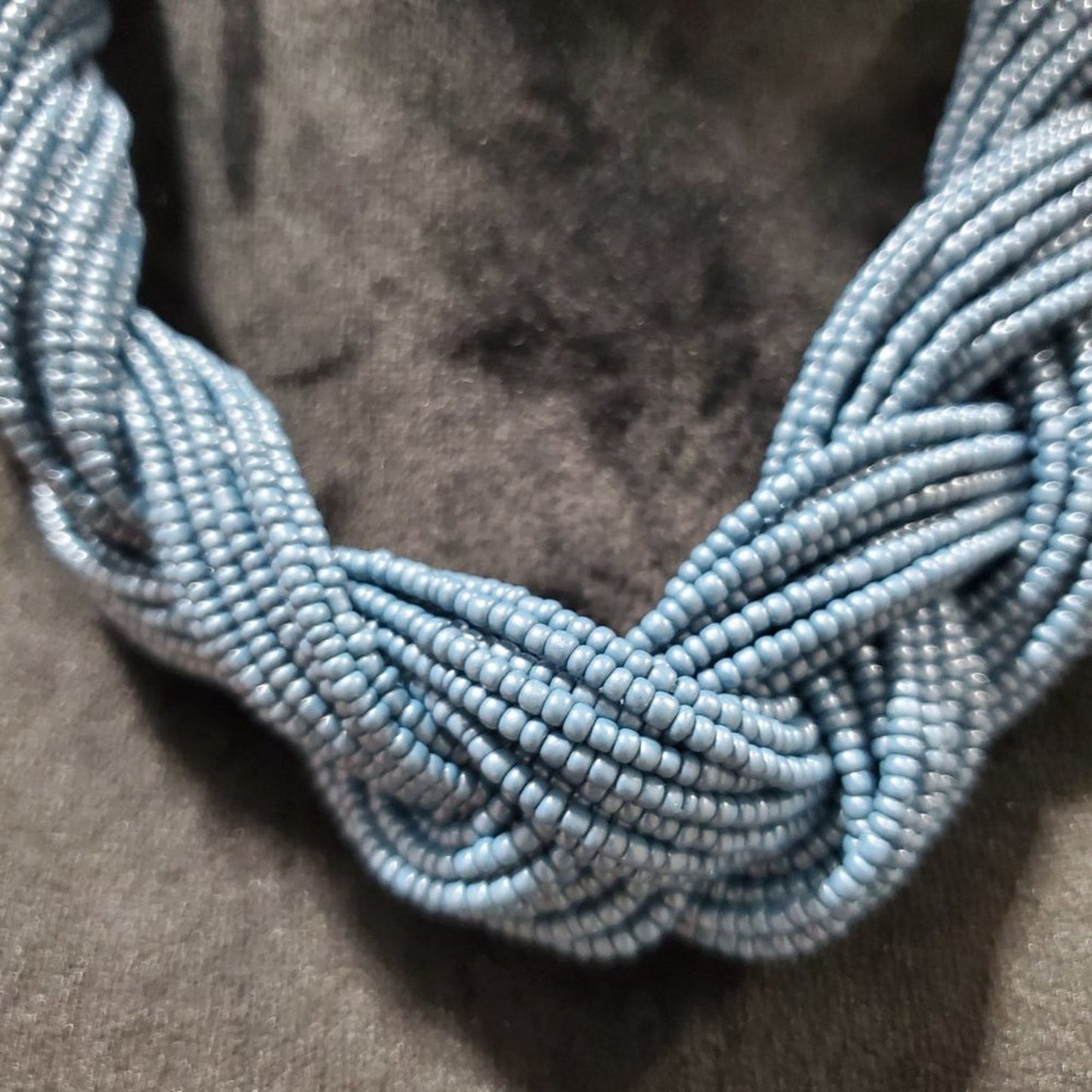 Womens Fashion Gray Seed Bead Braided Short Collar Necklace with Lobster Clasp
