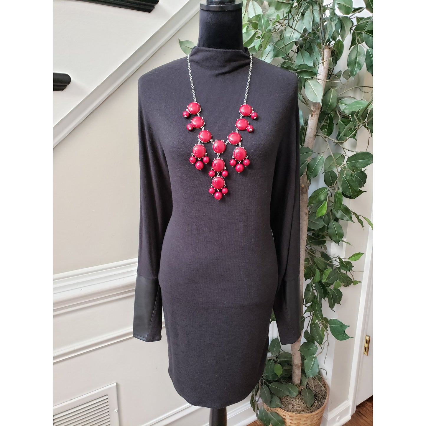 Express Sweater Dress Womens Small Black Stretch Long Sleeve Turtleneck Pullover