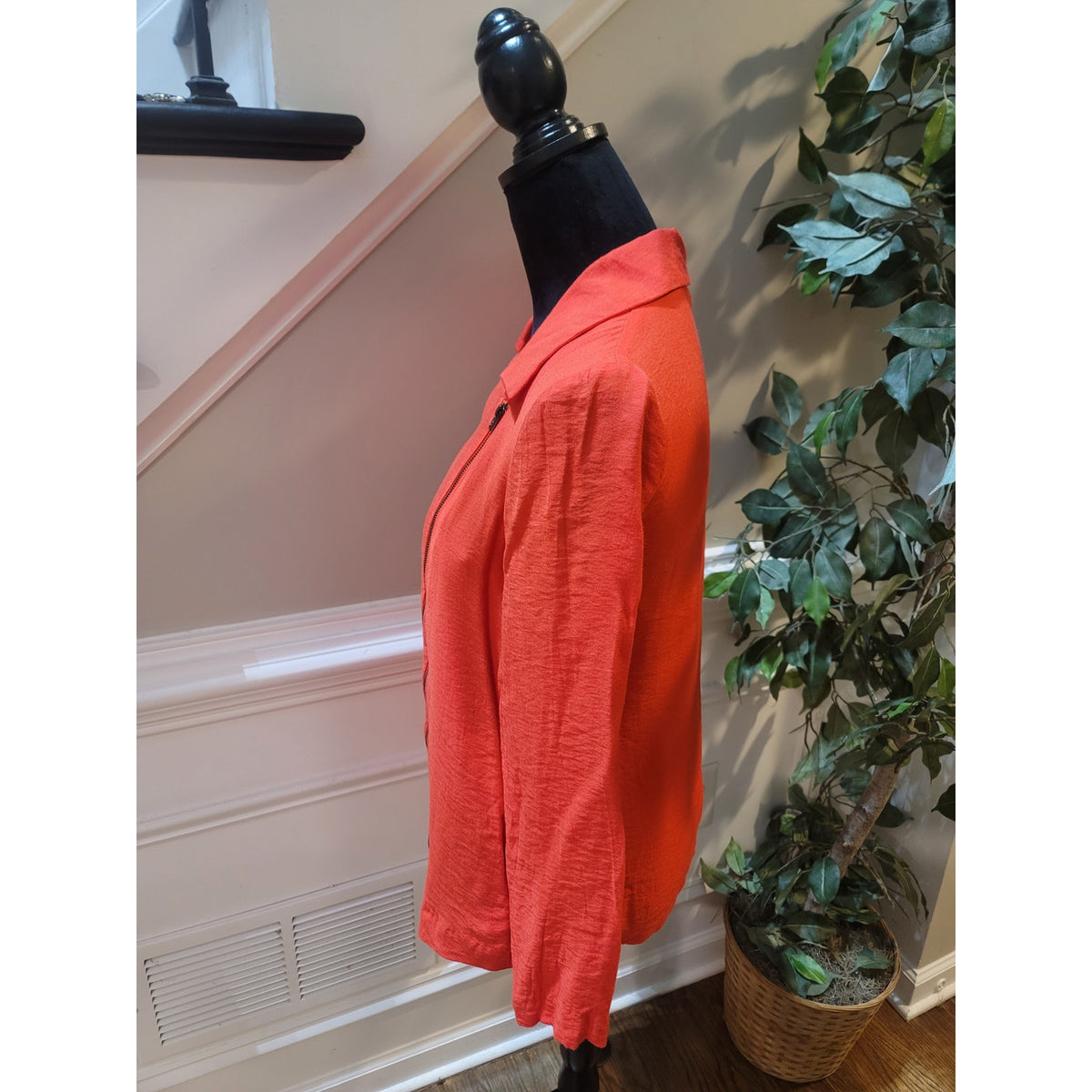 BCBGeneration Work Jacket Women's SZ XS Orange Asymmetric Zip Long Sleeve