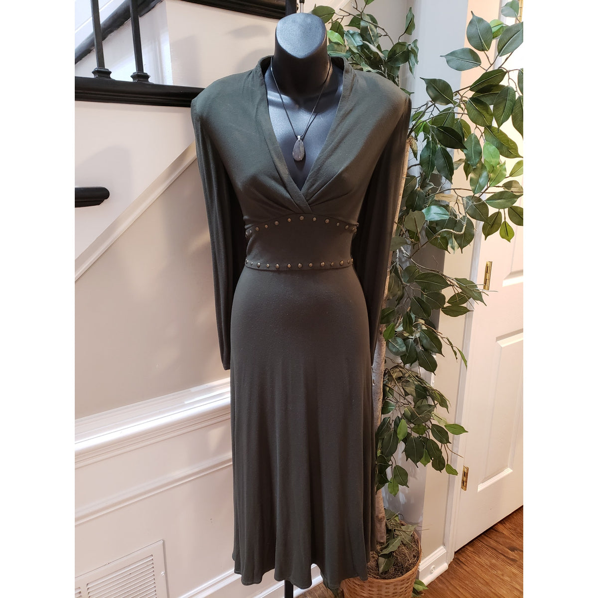 Jessica Howard Fit & Flare Dress Women's 6T Black Studded Waistband Back Zip