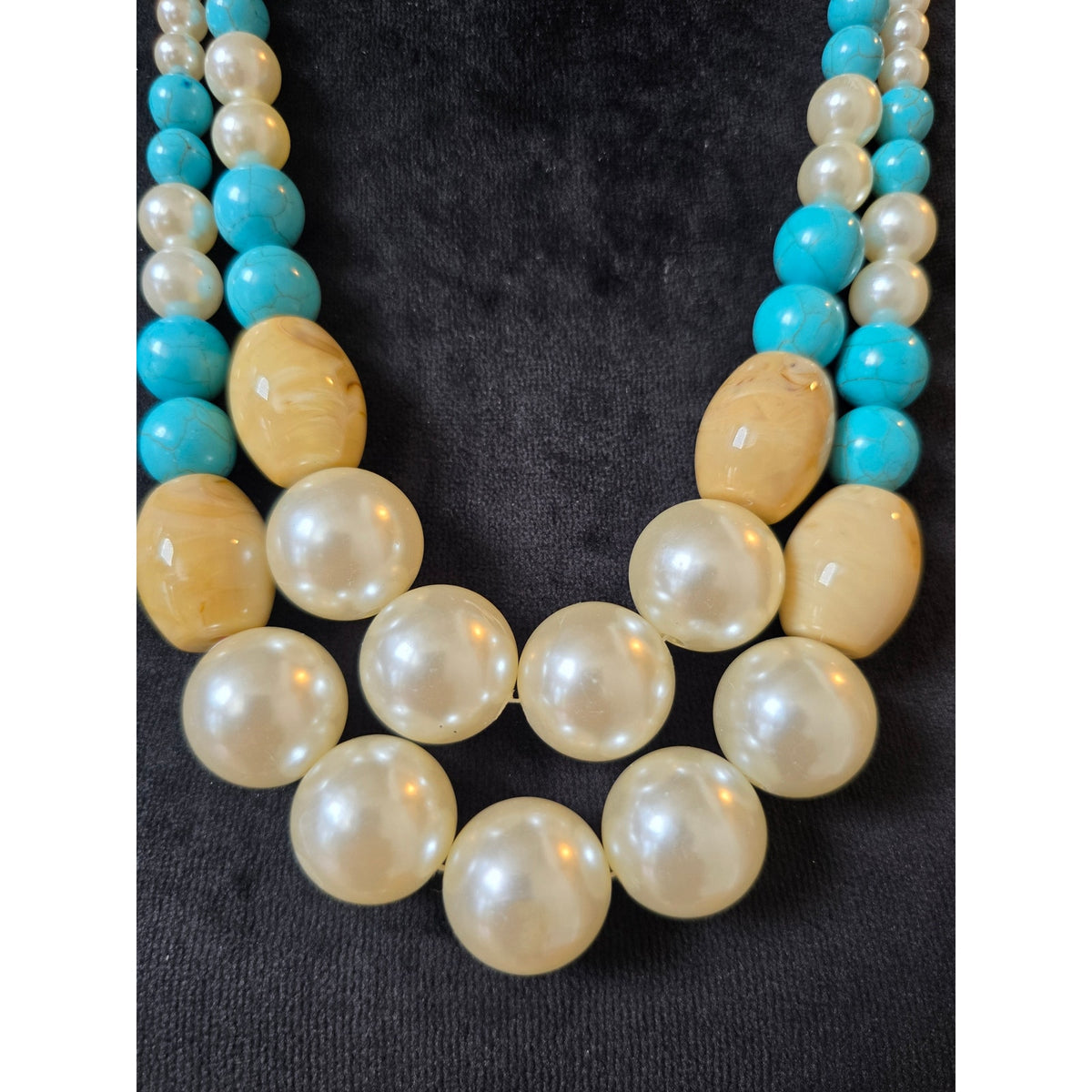 Turquoise Ivory Beaded Statement Necklace