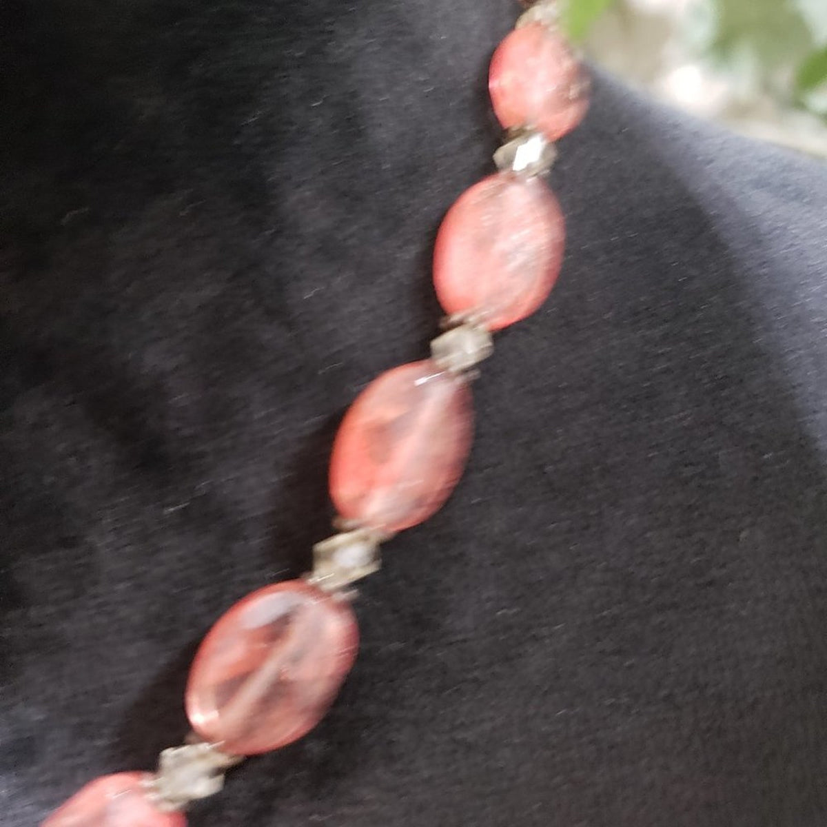 Womens Fashion Pink Color Rhinestones Beaded Collar Necklace with Toggle Clasp