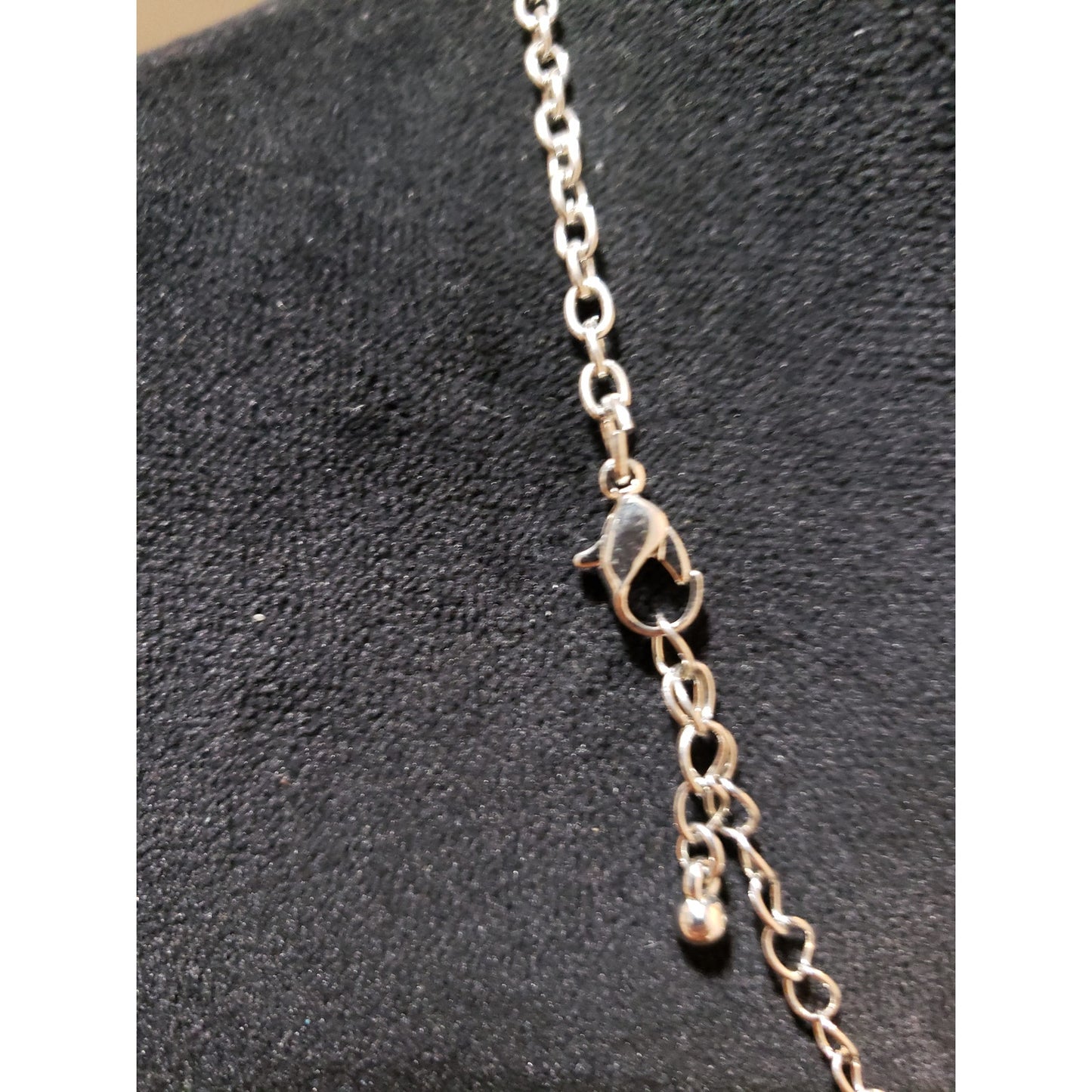 Women Silver Tone Necklace with Red Beads and Dangle Accents Jewelry