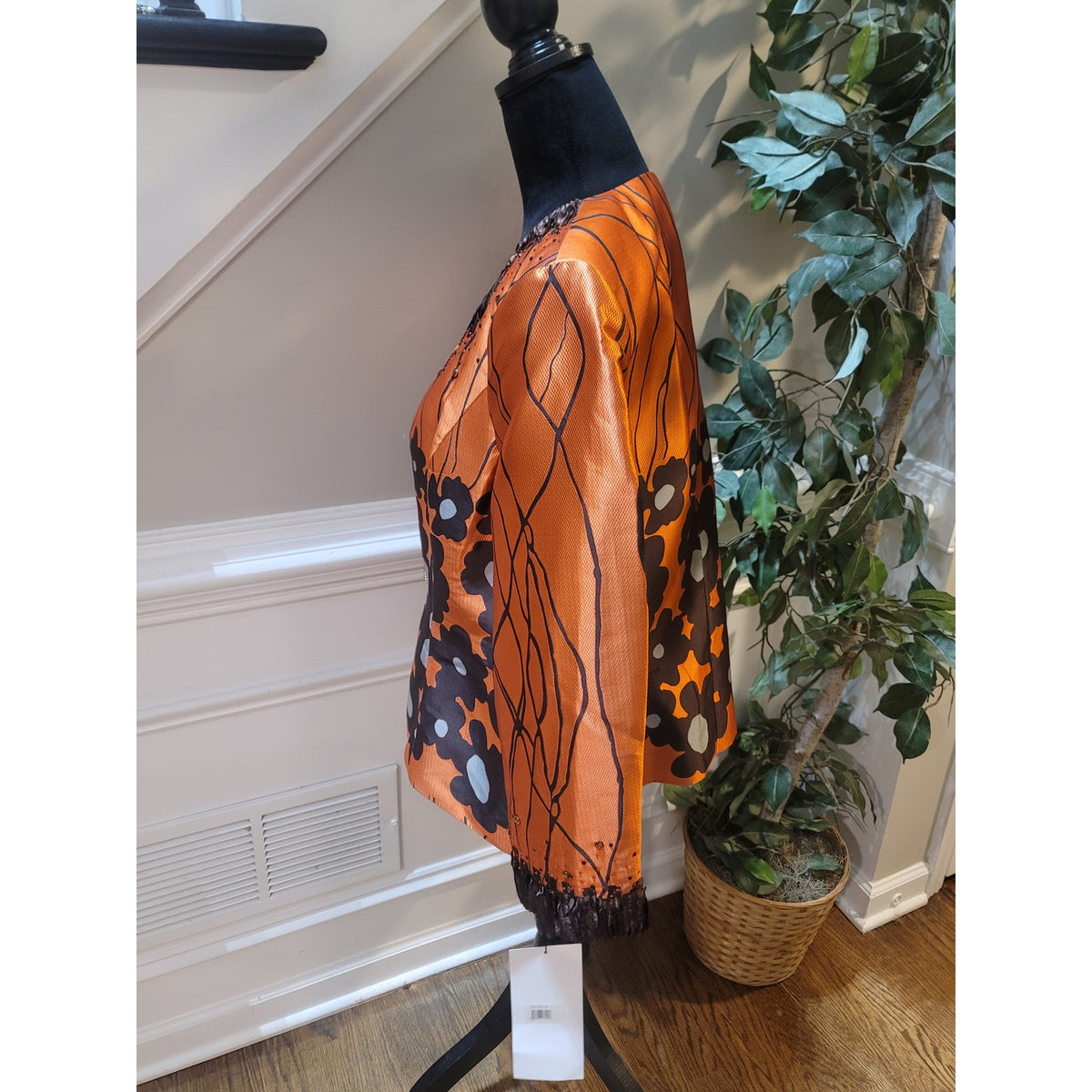 Susanna Statement Jacket Women SZ 18 Multicolor Geometric Rhinestone Fully Lined