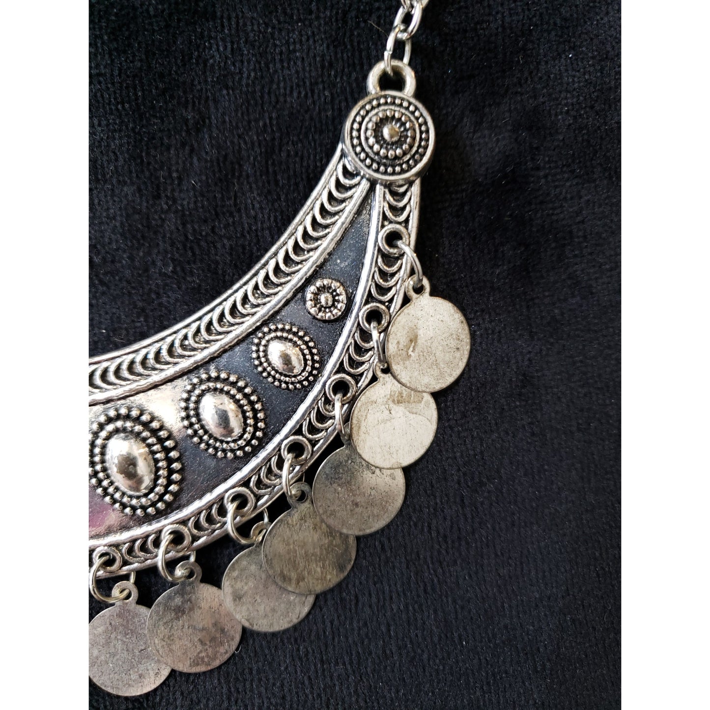 Boho Women's Silver Coin Bib Necklace Statement Adjustable Chain Vintage